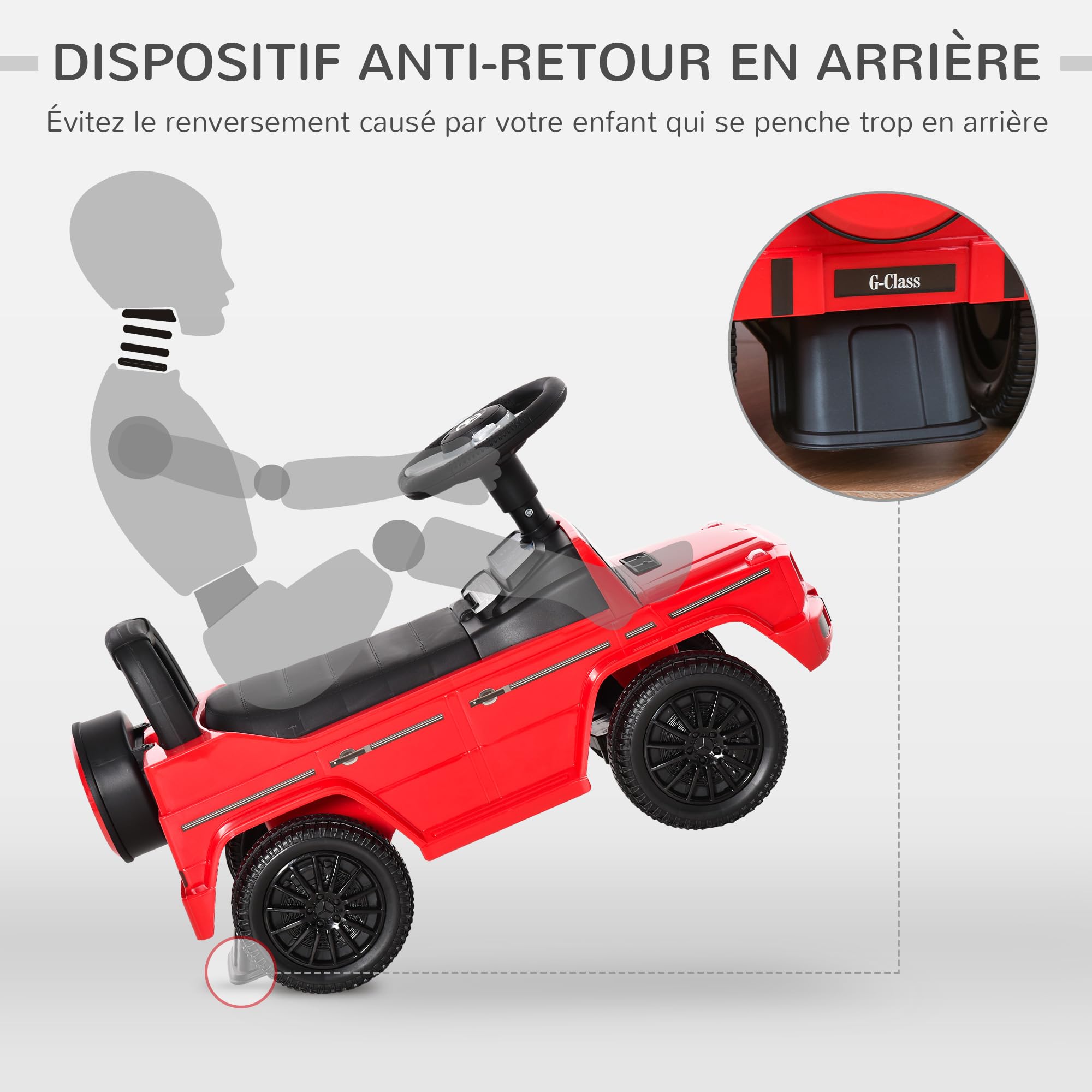 HOMCOM Camion Porteur Enfants véhicule à Pousser Licence Mercedes Benz 12-36 Mois Coffre klaxon phares Rouge
