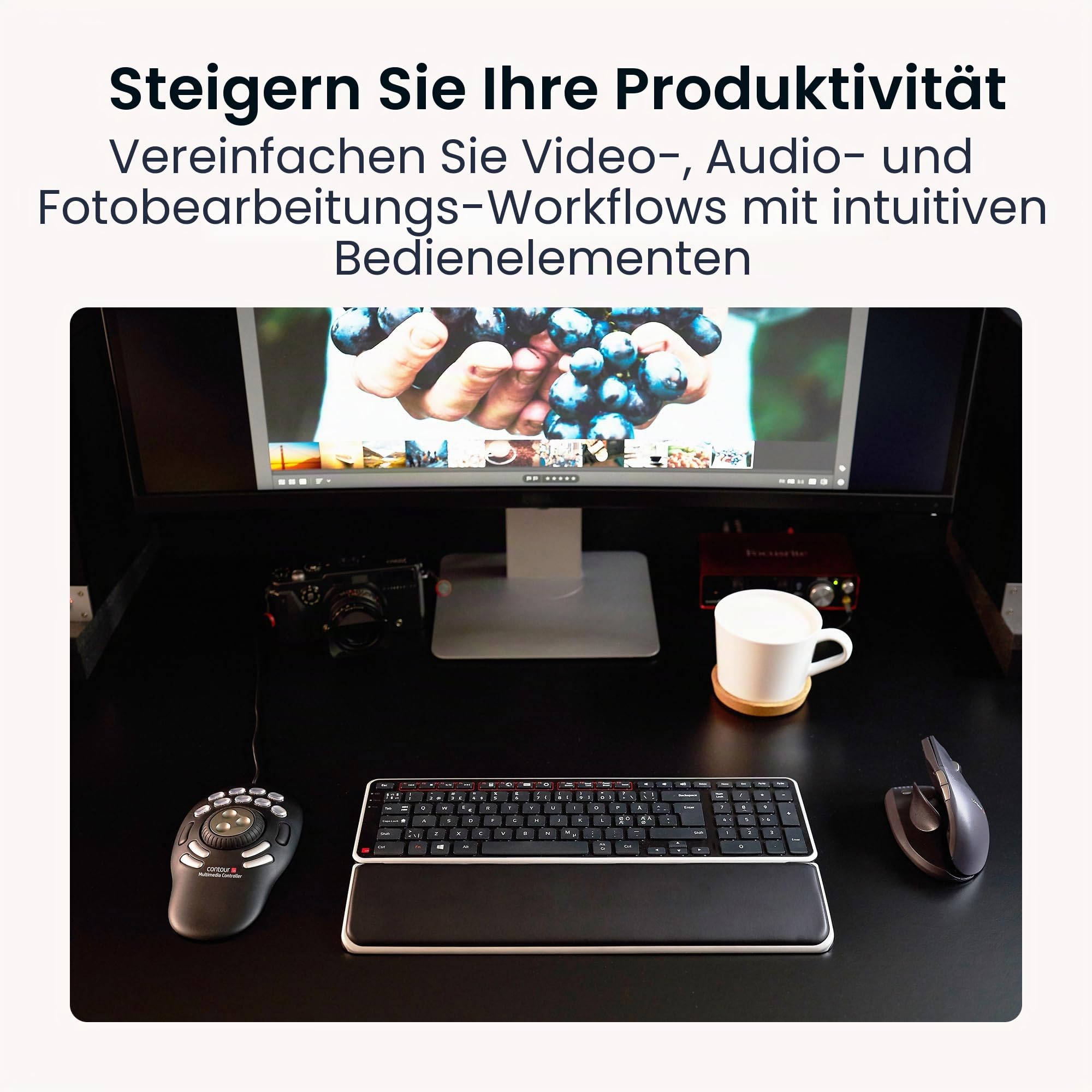 Contour Shuttle PRO v2 - Multimedia Controller mit Jog-Wheel & 15 frei programmierbaren Tasten, ideal für Video, Audio & Bildbearbeitung, kompatibel mit Mac & PC - Black