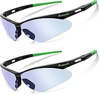 Vista 10 de ProtectX Gafas de seguridad para hombres y mujeres, lentes de sol de seguridad con lentes antivaho resistentes a los arañazos, agarres Olympus Blue