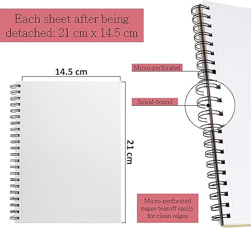 Miniatura 3 de Elan Cuaderno de bocetos A5, 80 hojas de papel de arte italiano de 4.23 ozm, 6 x 8 pulgadas, cuaderno de bocetos A5 con espiral hecho para artistas,