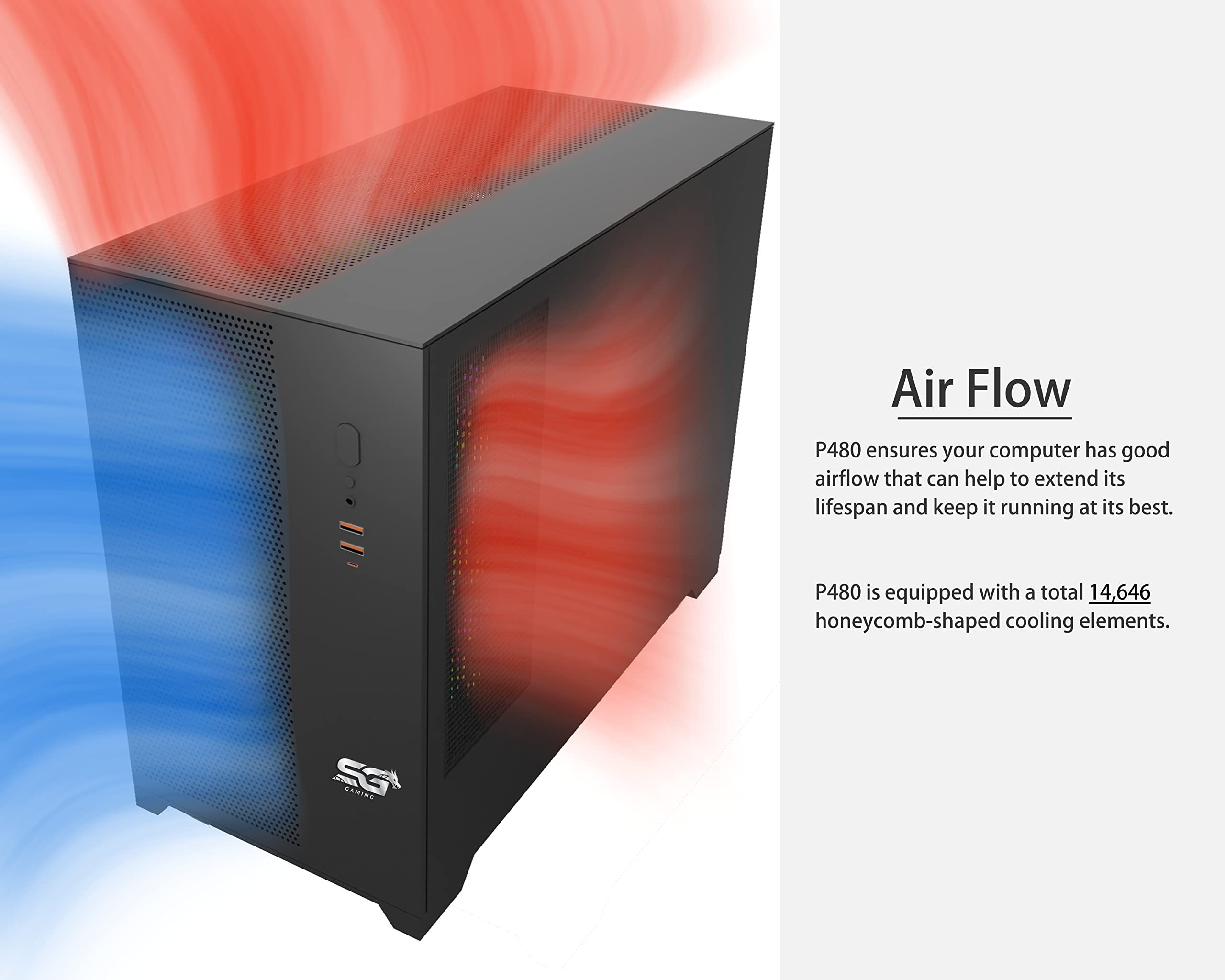 P480MB-E RGB ATX PC obudowa (4 x 12 cm modułowy wentylator ARGB Pirate Oko, zarządzanie kablami, 10-portowy koncentrator wentylatora, PWM, SYNC) czarna