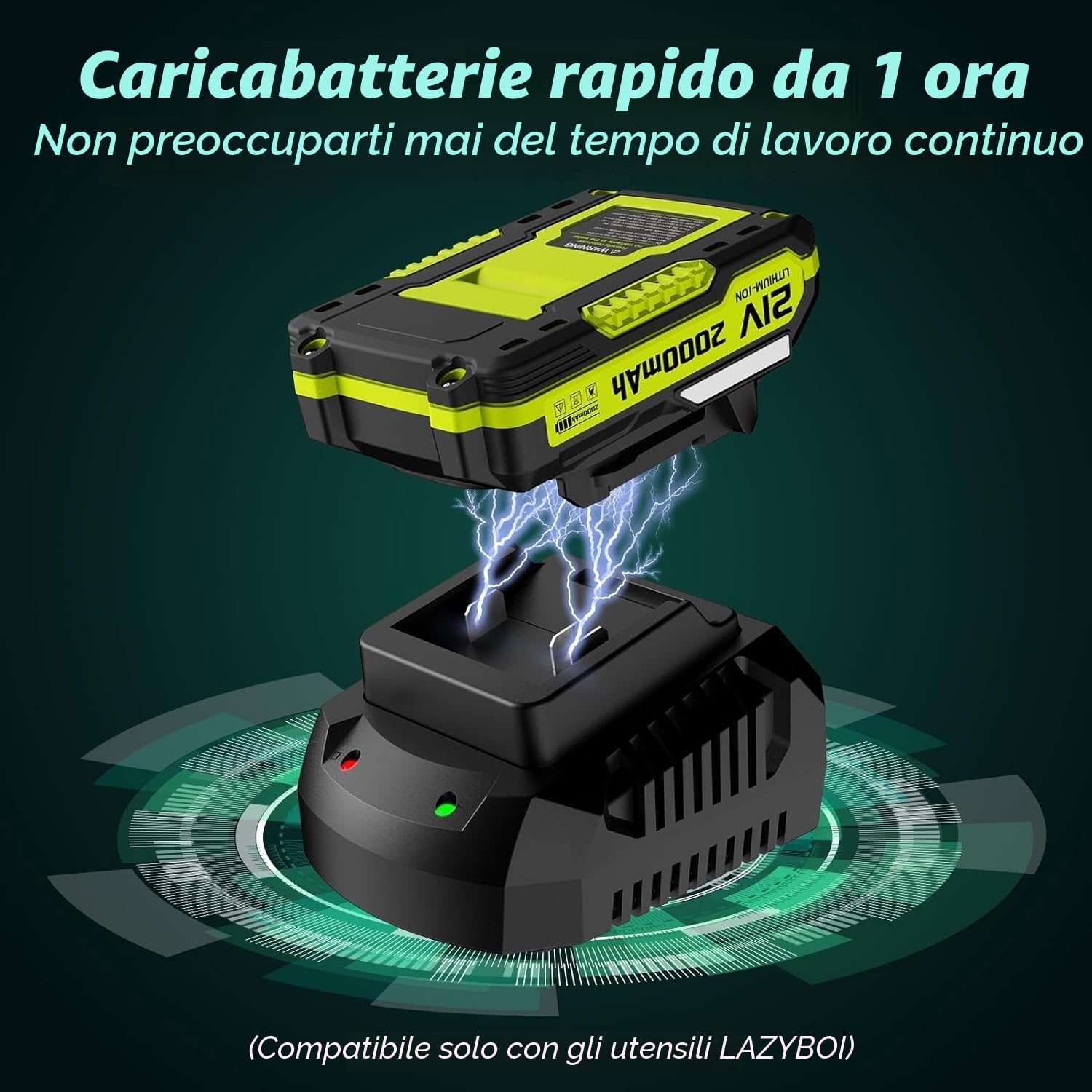 Soffiatore a foglie 21 V senza fili con batteria e caricabatterie, 2 velocità, impugnatura GripZone, soffiatore elettrico per la manutenzione del prato e scarico della neve (2 batterie)