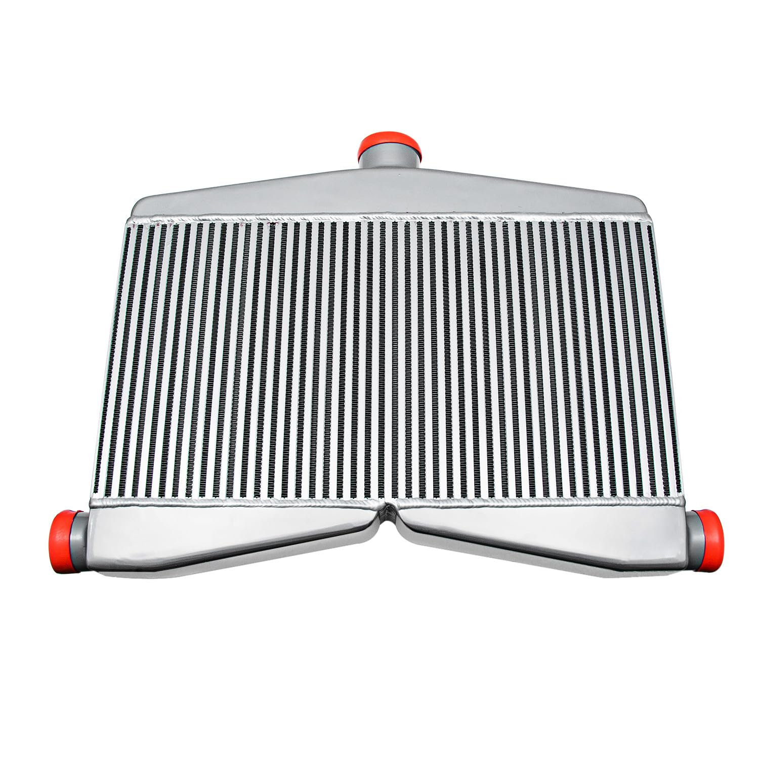 Intercooler doppio turbo, 24 x 33 x 8,9 cm, doppia uscita centrale 2 in 1 uscita, intercooler in alluminio