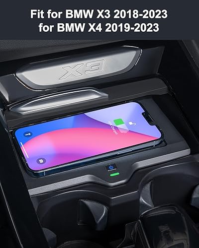 Miniatura 3 de Almohadilla de carga inalámbrica para BMW X3 G01 2023 2018 2019 2020 2021 2022 apta para BMW X4 2019 2020 2021 2022 2023 accesorios de consola