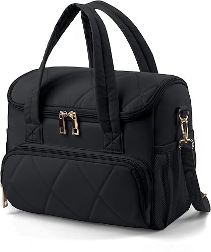 HOTOR Lonchera para mujer  Lonchera aislada con bolsillos adicionales, amplia bolsa de almuerzo con asas y correas acolchadas, bolsa enfriadora