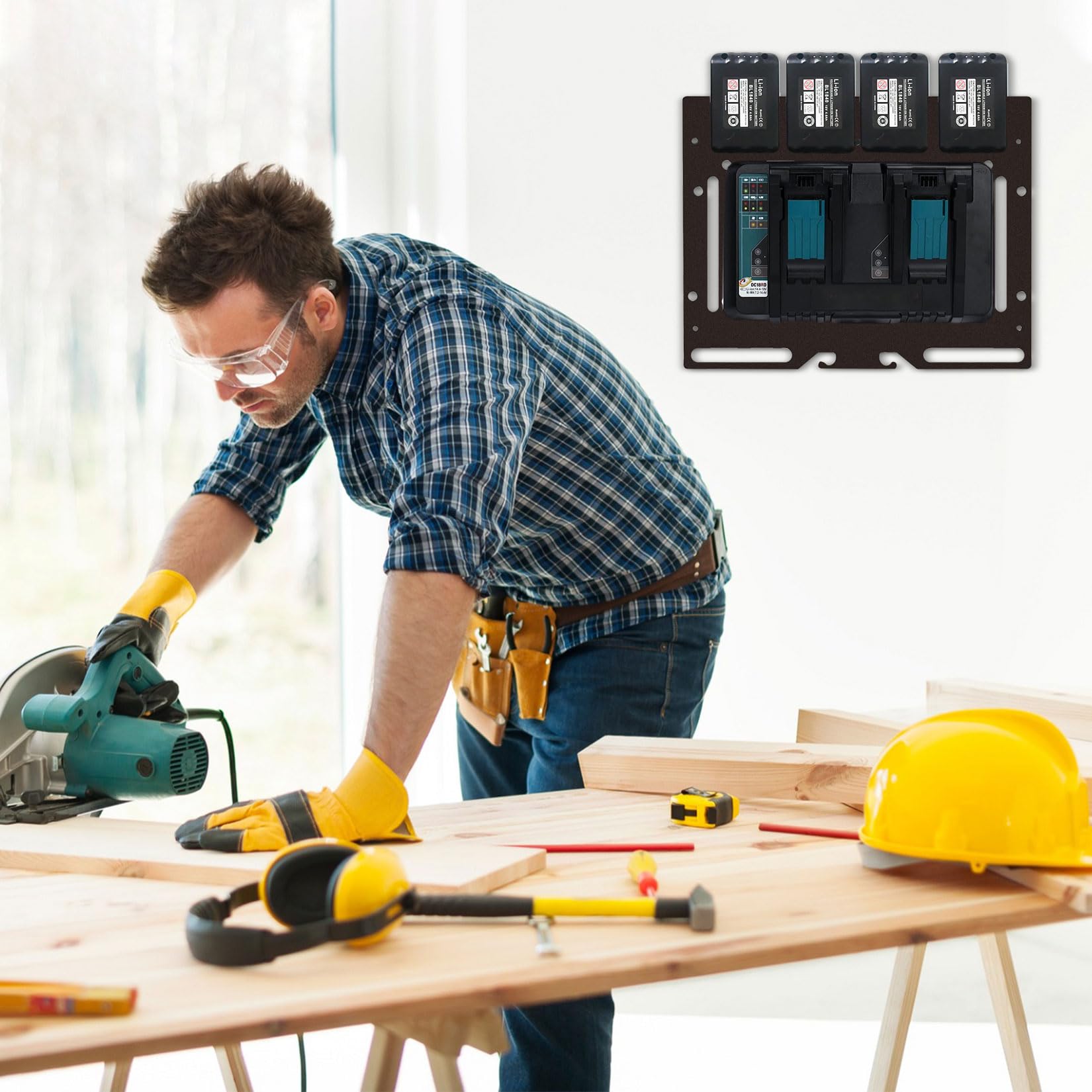 Idota Support mural pour batteries Makita 18 V 14,4 V pour chargeur Makita et perceuse-visseuse sans fil