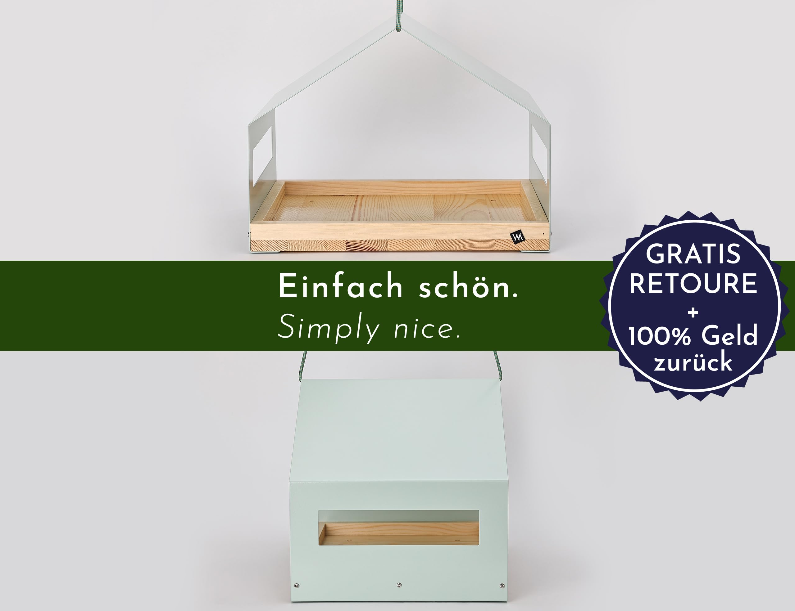 Casa para pájaros grande de metal y madera resistente a la intemperie para colgar, moderno comedero para pájaros XL, techo de metal colgante, comedero para pájaros, comedero para pájaros,