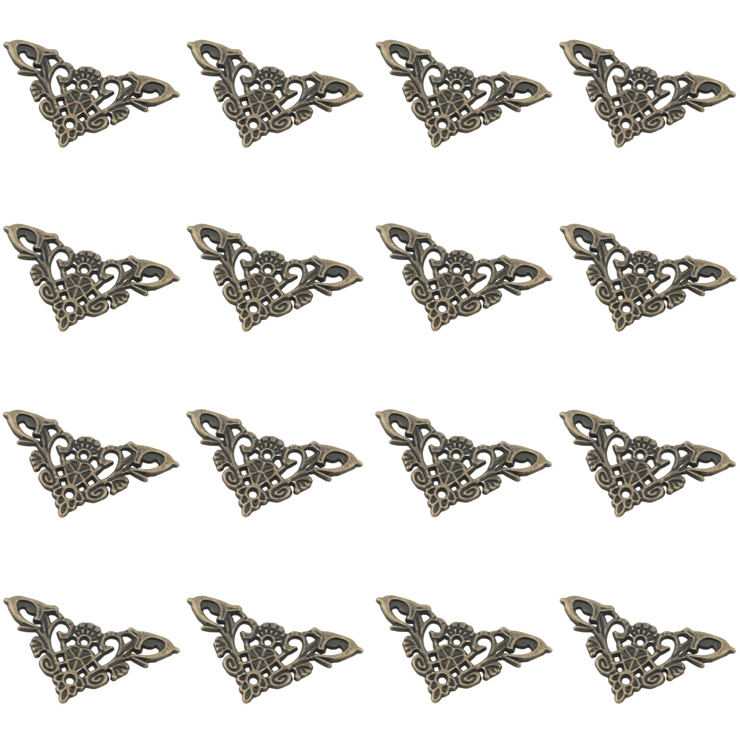 DGHAOP 20PCS Wooden Box Cutout Wrapped Corner Decorative Corner Includes Mounting Nails Printed Furniture Decorative Cover Metal Corner Decal Vintage Box Corner Furniture Protection Right Angle