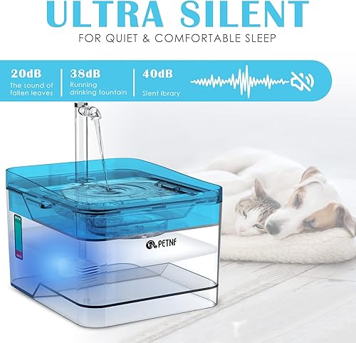 Miniatura 10 de PETNF Bomba de repuesto para fuente de agua para gatos con luz LED, compatible con fuente de agua transparente de 3 L101 onzas para mascotas, ultra