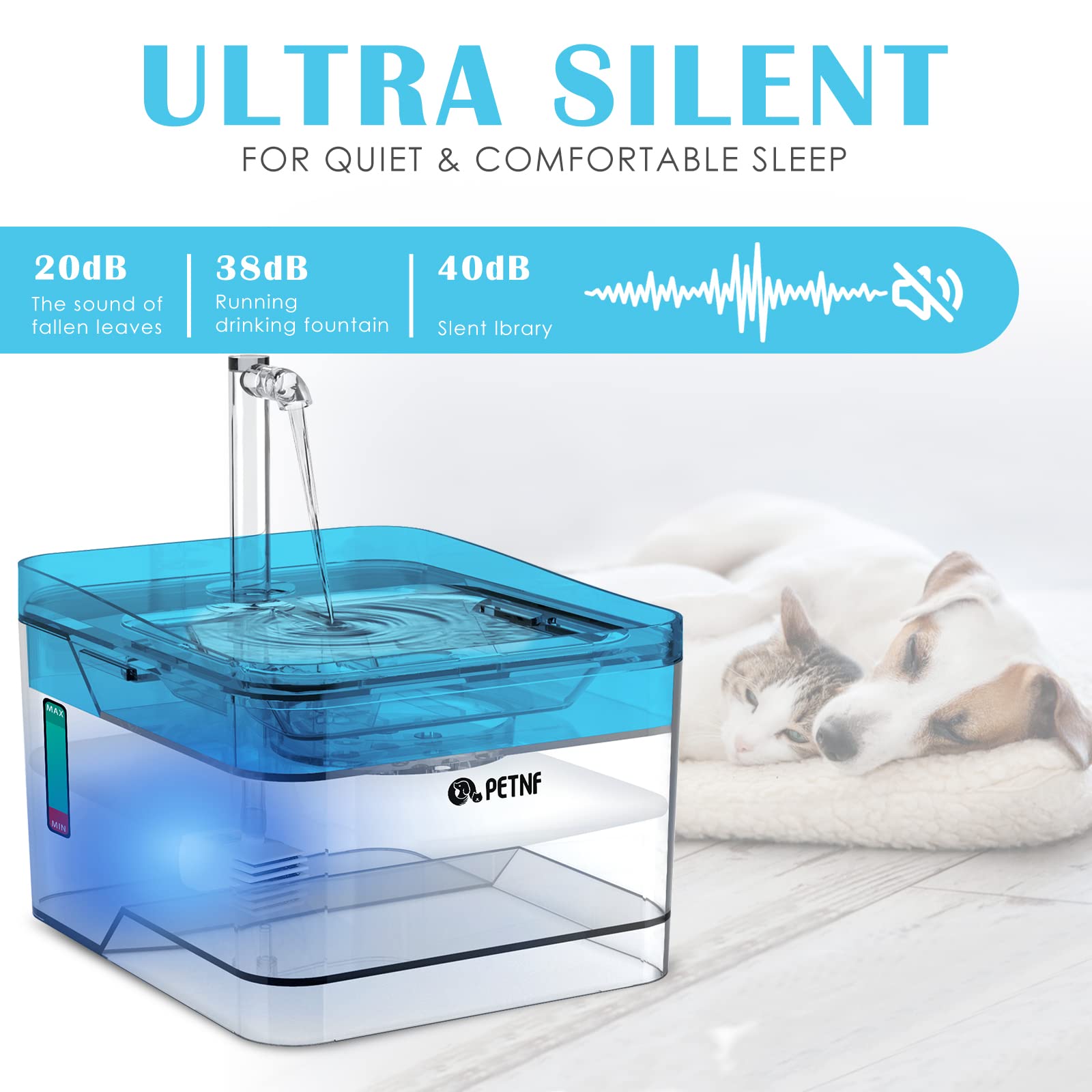 3L/101oz Cat Water Fountain with 2 Filters and 6 Pack Filters Replacement for Cat Water Fountain, Smart Pump with LED Light - image 4