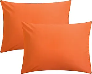 FLXXIE Microfiber Pillow Cases Standard Size, Soft Pillowcases with Envelope Closure, Wrinkle, Stain Resistant Pillow Covers, 20x26, Orange