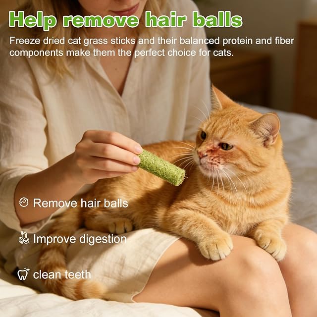 Foto 3 de 7 de GOEDCH Snack de hierba para gato: 180 g de palitos de hierba para gatos, aperitivos liofilizados