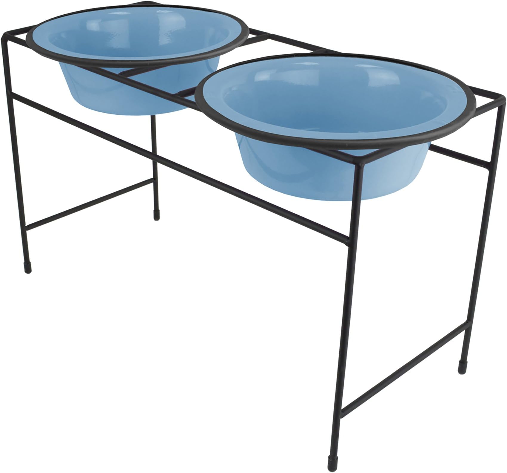 Platinum Pets Double Diner Feeder with Stainless Steel Dog Bowls, 6.25 cup/50 oz, Sky Blue