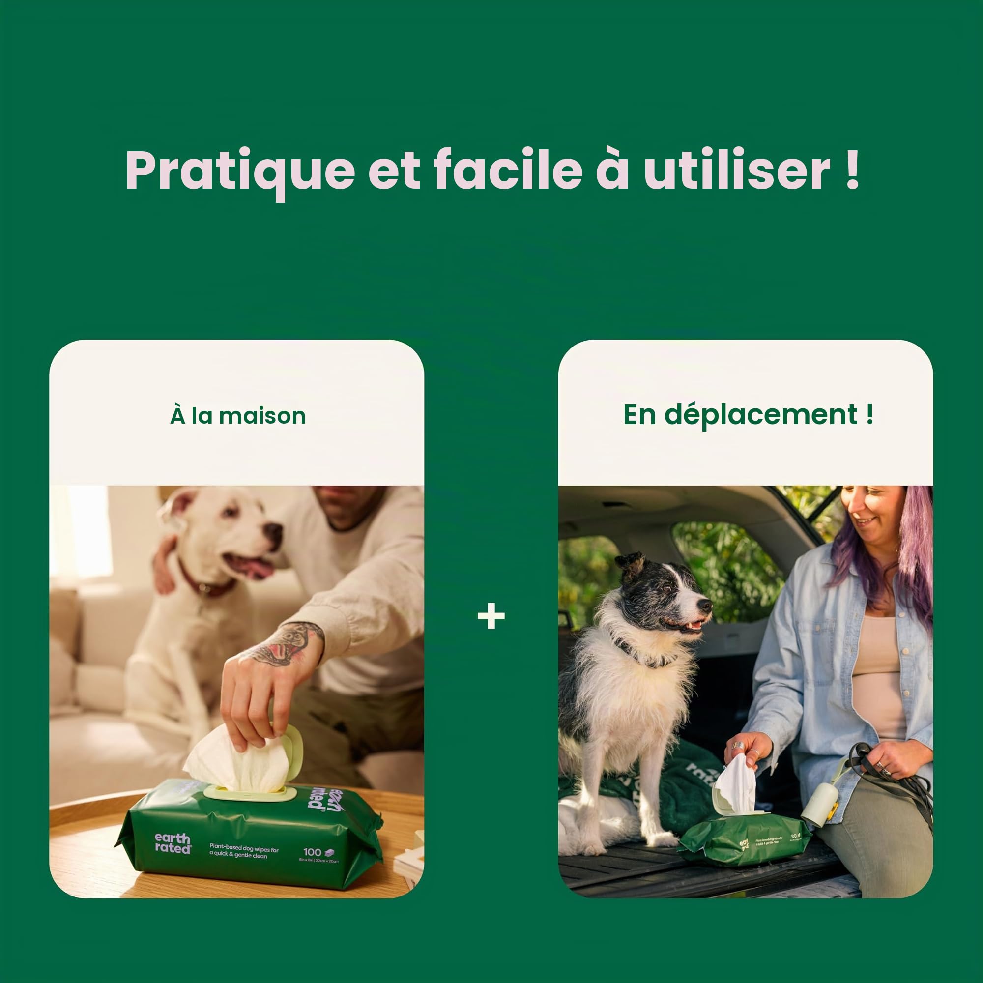 Earth Rated Lingettes hypoallergéniques pour Chiens, nettoyantes et Anti-odeurs, pour Pattes, Corps et arrière-Train, parfaites pour Chiots et Chiens Adultes, Parfum Lavande, 400 lingettes