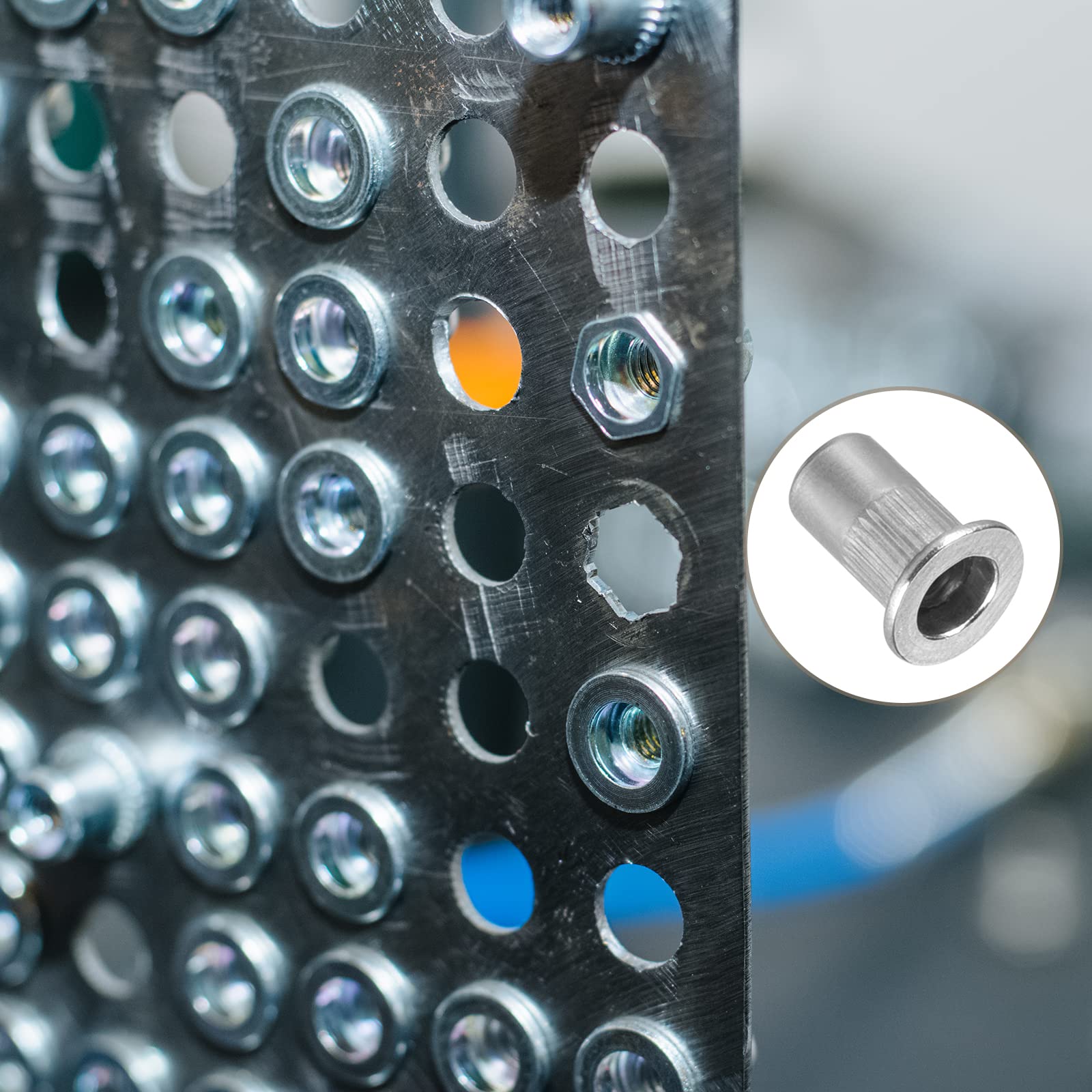 METALLIXITY Rivet Nuts (M4) 50Pcs, Aluminum Threaded Insert Nuts - for Furniture Mechanical Fasteners Silver Tone - Image 3
