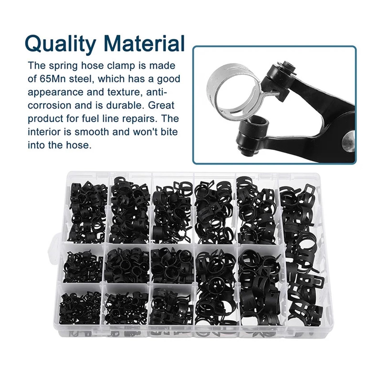Abrazaderas De Manguera 420 Uds 6-19mm Abrazadera de Manguera de Resorte acción Combustible/Manguera de vacío de Silicona Abrazadera de Tubo de Baja presión Clip de Aire Kits Surtidos