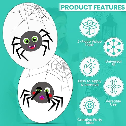 Miniatura 3 de Iconikal Juego de 2 piezas para asiento de inodoro de Halloween, diseño de araña divertida de 11.2 x 13 pulgadas, decoración de baño extraíble, tapa