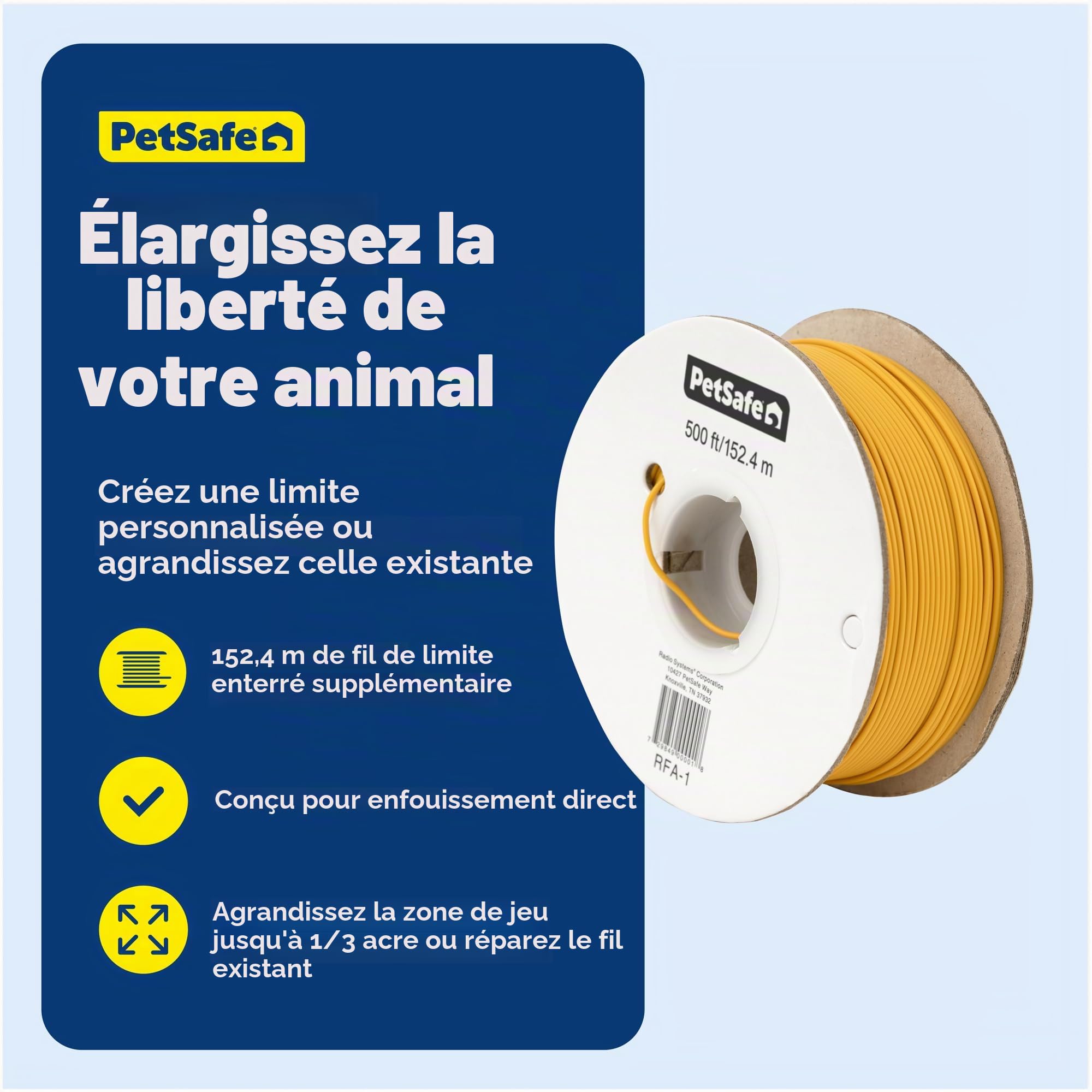 PetSafe Boundary Wire Bobine de Fil de cuivre Solide de Calibre 20, Fil de clôture enterré pour Animaux de Compagnie, Les Couleurs Peuvent Varier, de la société mère de la Marque Invisible Fence