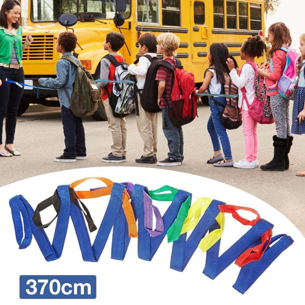 Suszian Safety Walking Rope,Kids Walking Rope Durable Nylon Children Safety Rein with Colorful Handles for Daycare Schools and Teachers,370cm - Image 2
