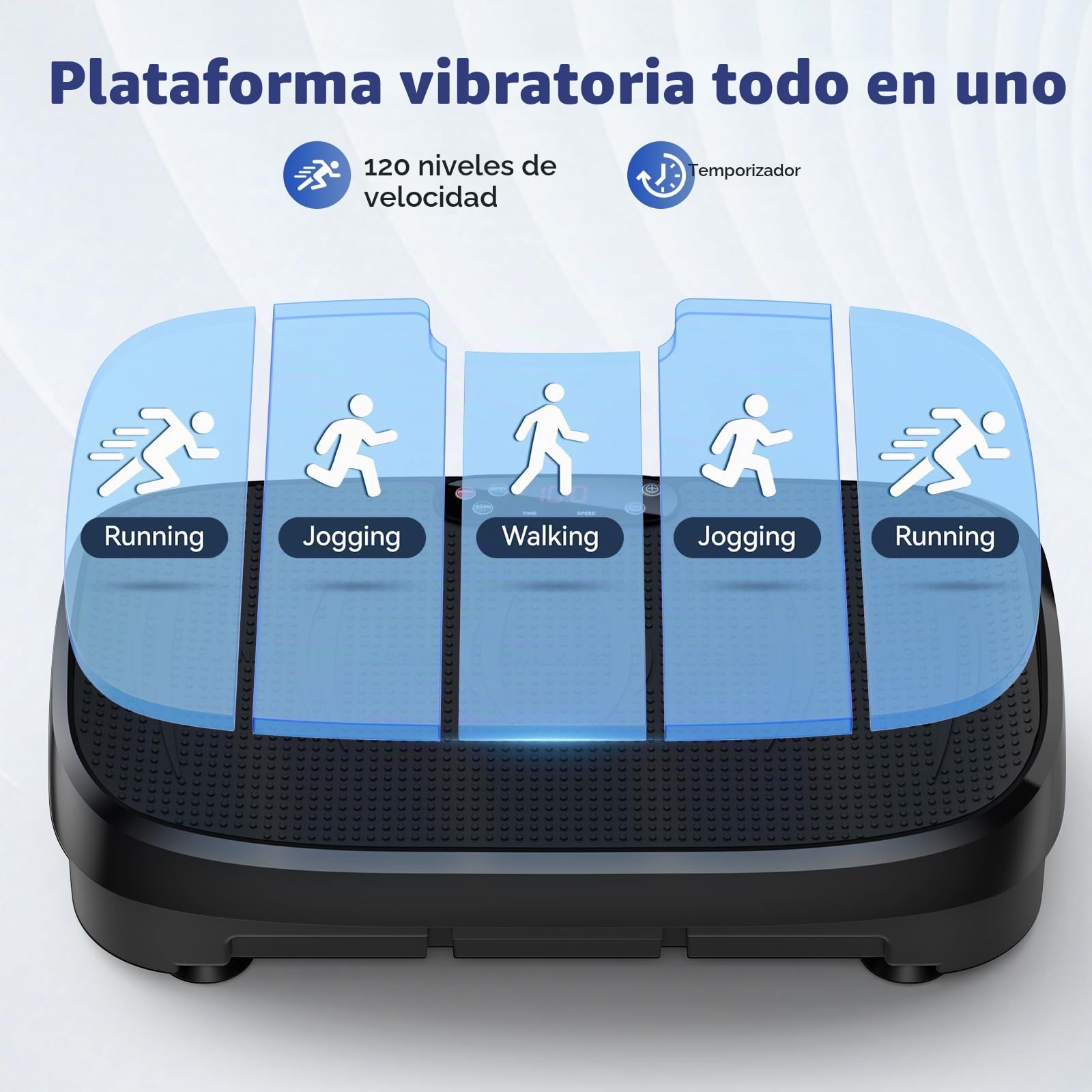 HTM Plataforma Vibratoria Curva para Fitness, Tabla Vibratoria De Cuerpo Completo con Motor De 150W Y Bandas De Resistencia, Capacidad De Carga De 330 Libras, 120 Niveles De Velocidad