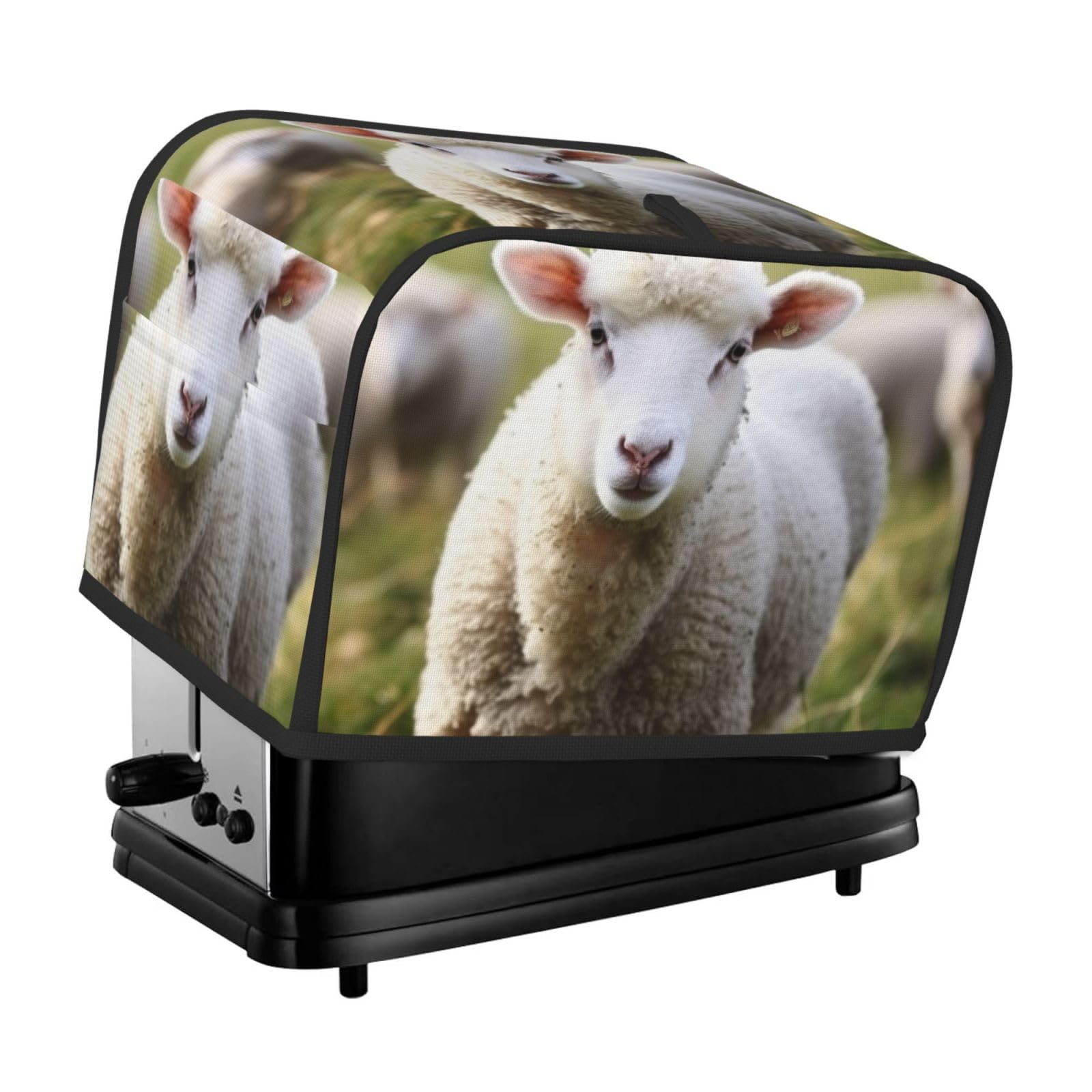 Fodpand Black Toaster Covers 2 Slice Cute Sheep Lamb Bread Machine Cover Quilted Toaster Dustproof Cover Washable Appliance Cover Bread Maker Protective For Kitchen Small Appliance