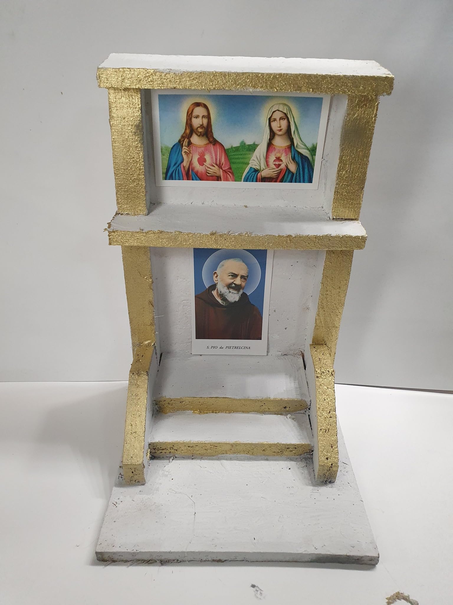 BLUSUPERSHOP Mini-Tempel Art. 1, 15 x 15 cm, Höhe 24 cm, für Krippenfiguren oder für Fotos geliebter Verstorbener im Haus, Friedhof aus Holz und Kork, Sie können ihn nach Belieben dekorieren