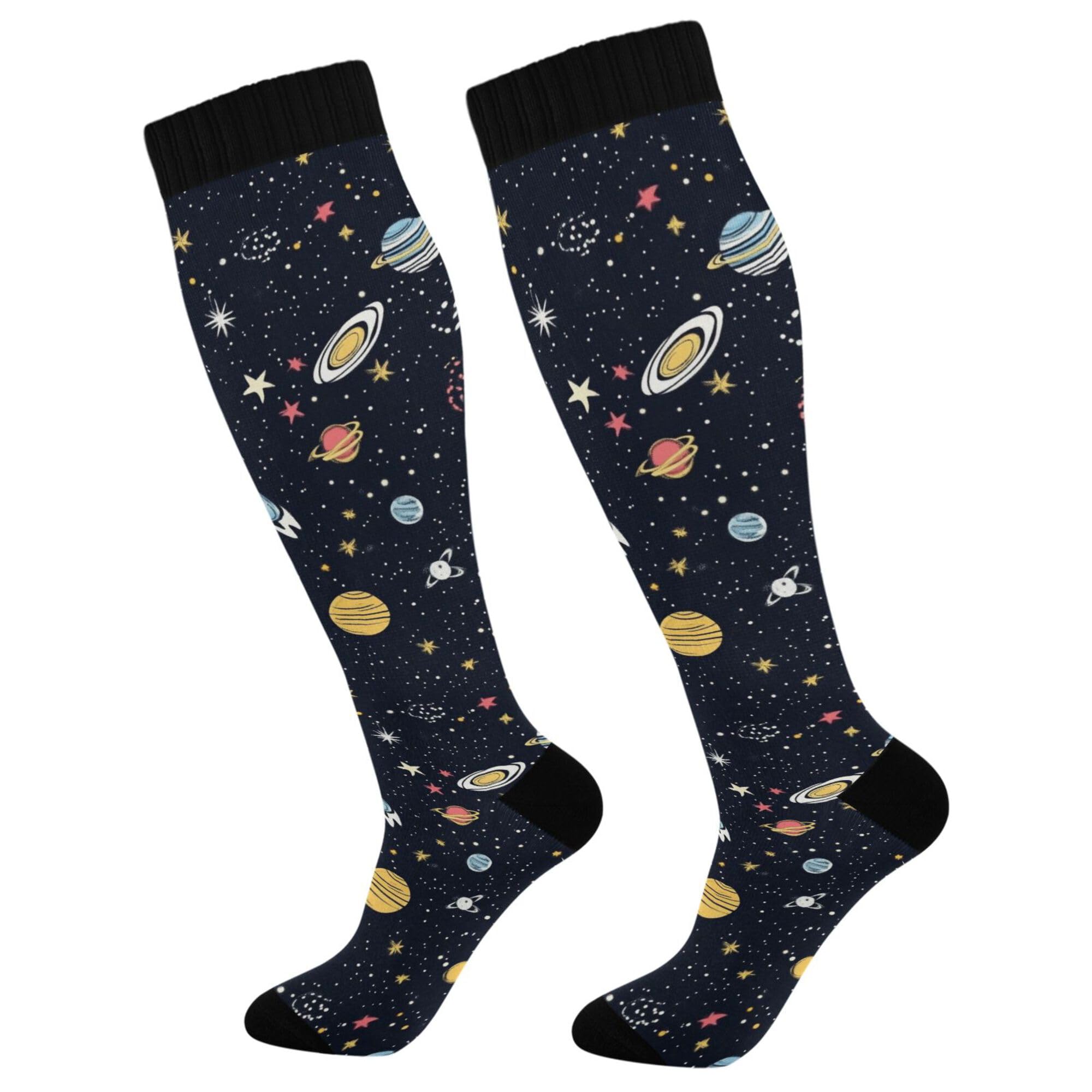 KLL Compression Socks for Men and Women Circulation Wide Calf Knee High Socks Support for Running Medical Travel