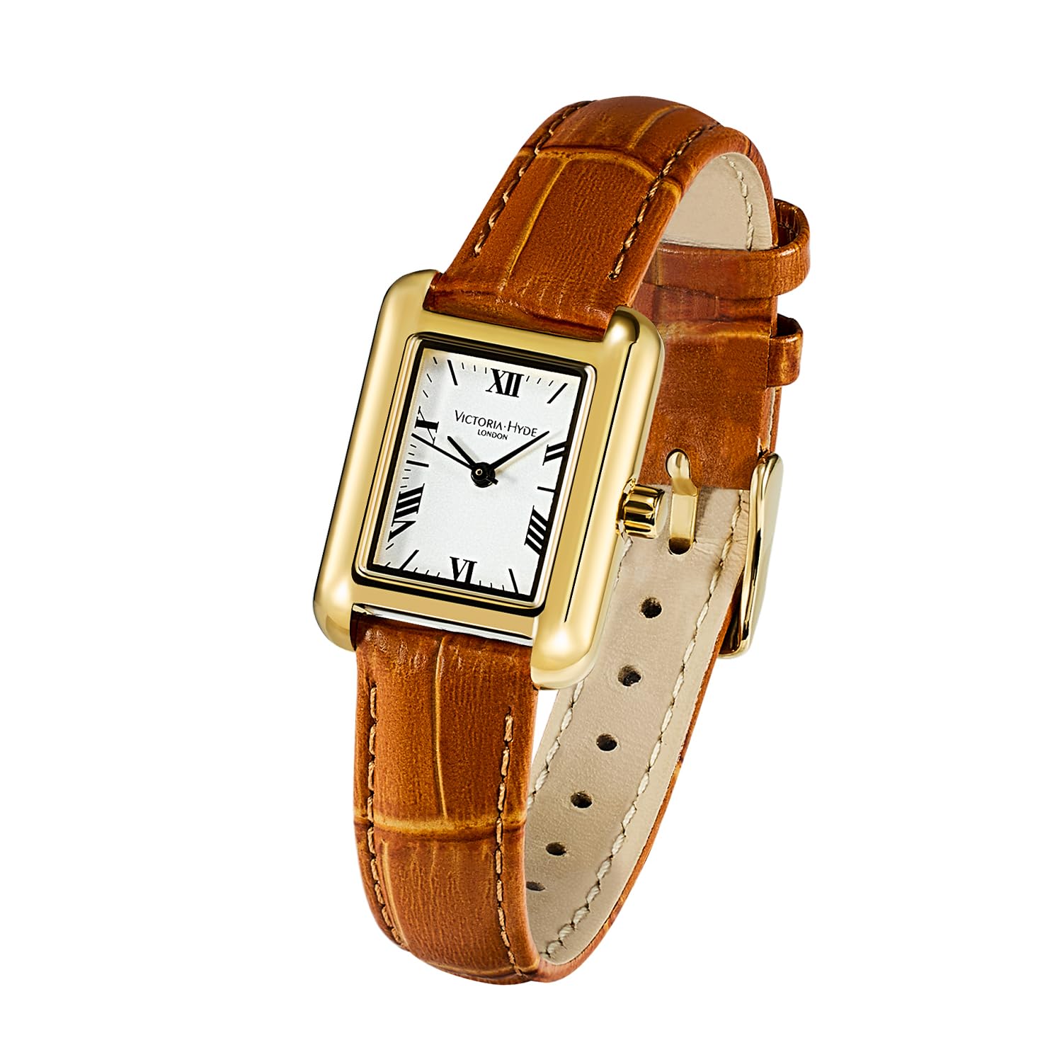 VICTORIA HYDE Klassisches Quadrat Damenuhr mit römischen Ziffern Vintage Armbanduhr Rechteckige Uhren Damen mit mit Edelstahl- oder Lederarmband