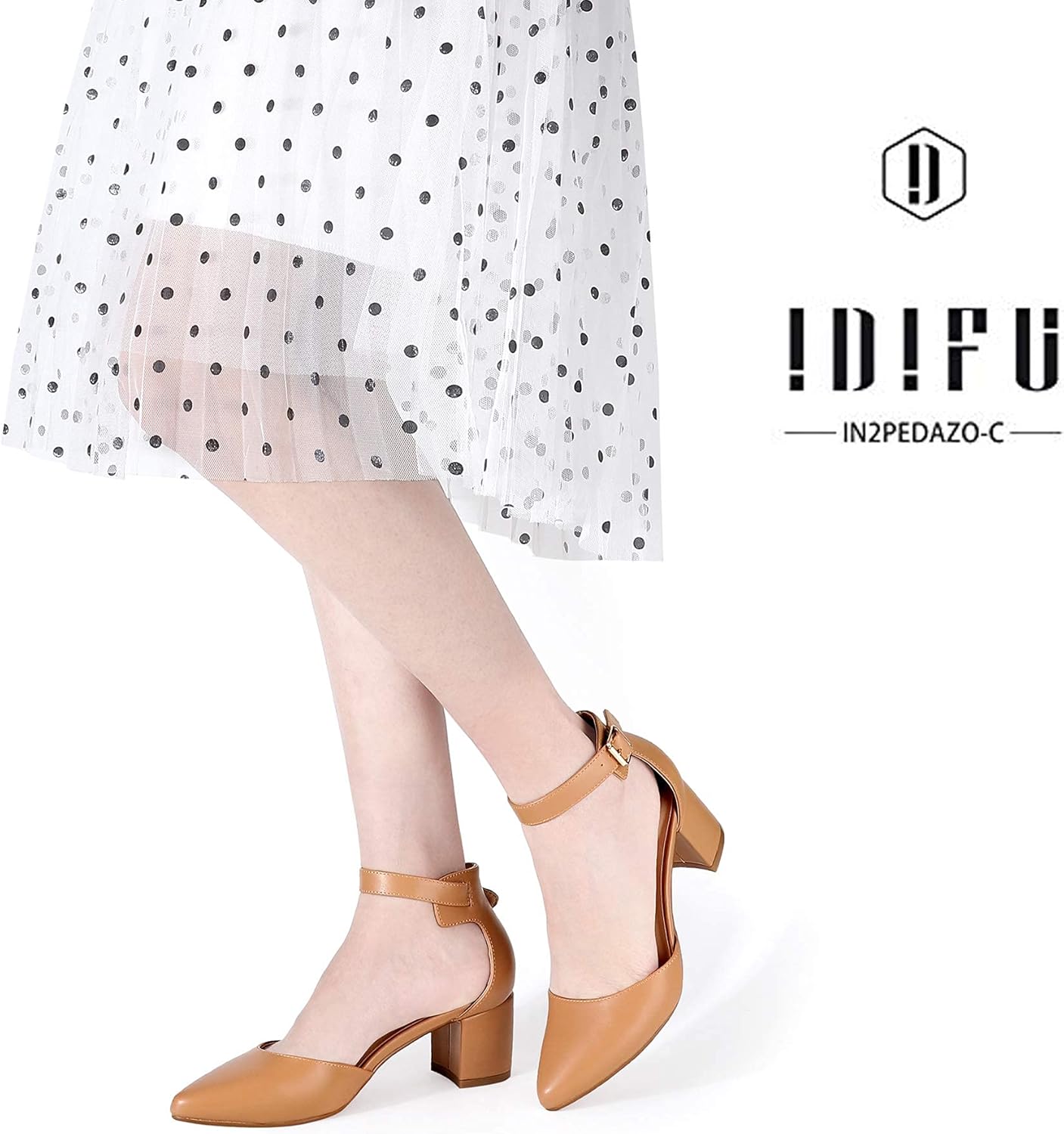 IDIFU Women's IN2 Pedazo Dress Shoes Low Block Heels Comfortable Chunky Closed Toe Ankle Strap Wedding Pumps - Image 5