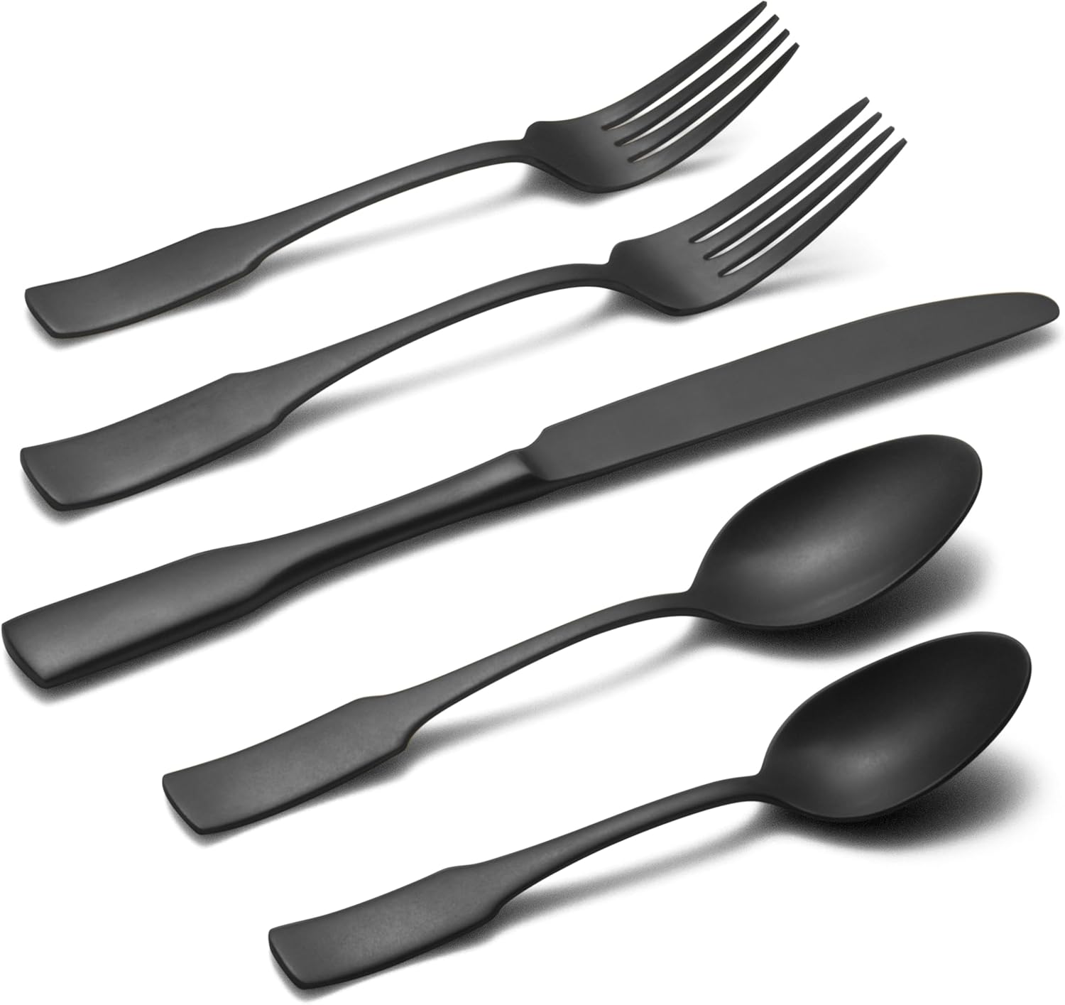 Alata Kate Black Tumbled 20-Piece Silverware Set,Service for 4,Stainless Steel Flatware Set,Tumbled Cutlery Set,Dishwasher Safe Black 20 pieces for 4