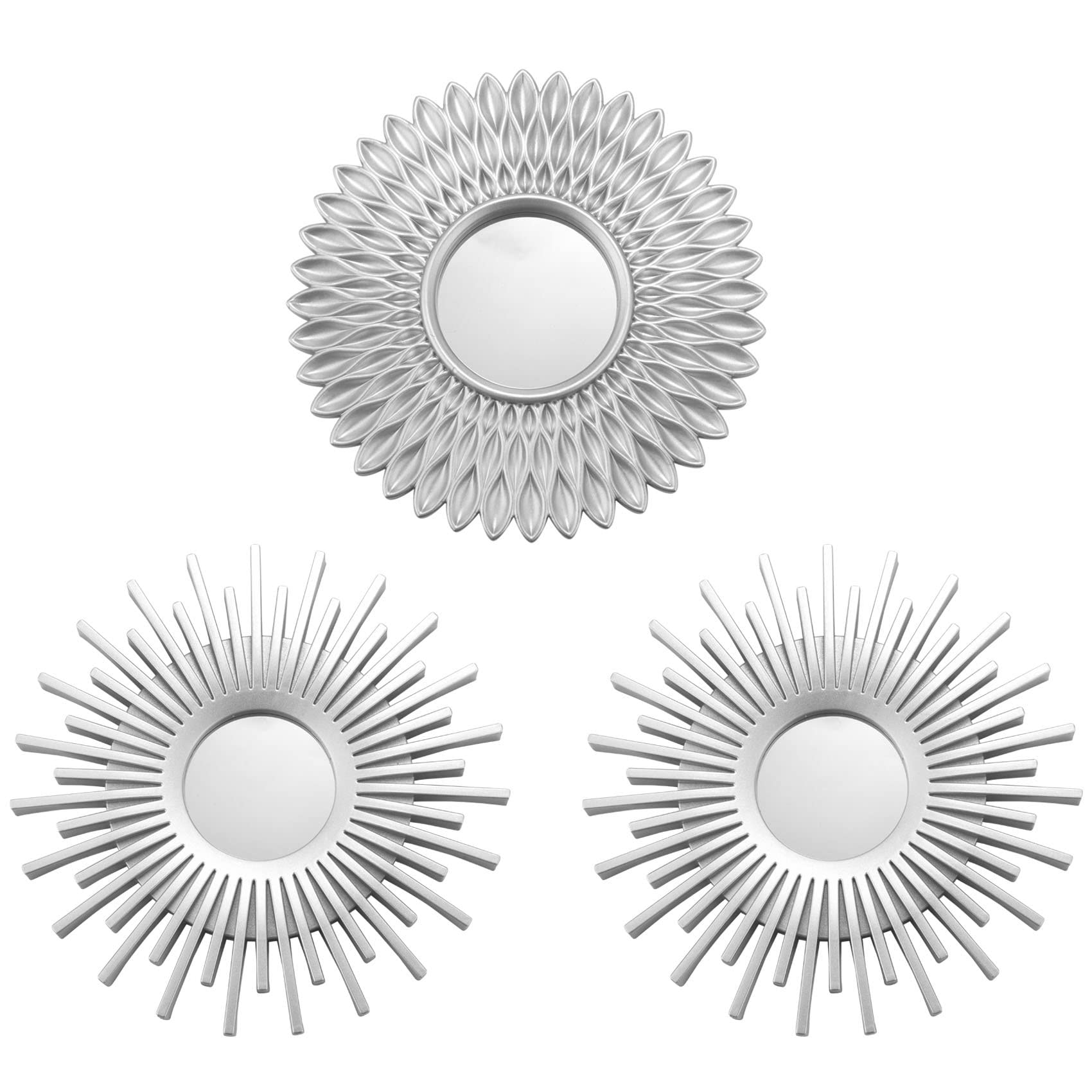 Rensimote Silver Mirrors for Wall Pack of 3 - Wall Mirrors for Room Decor & Home Decor Mirrors for Wall Decor Decorative Mirrors