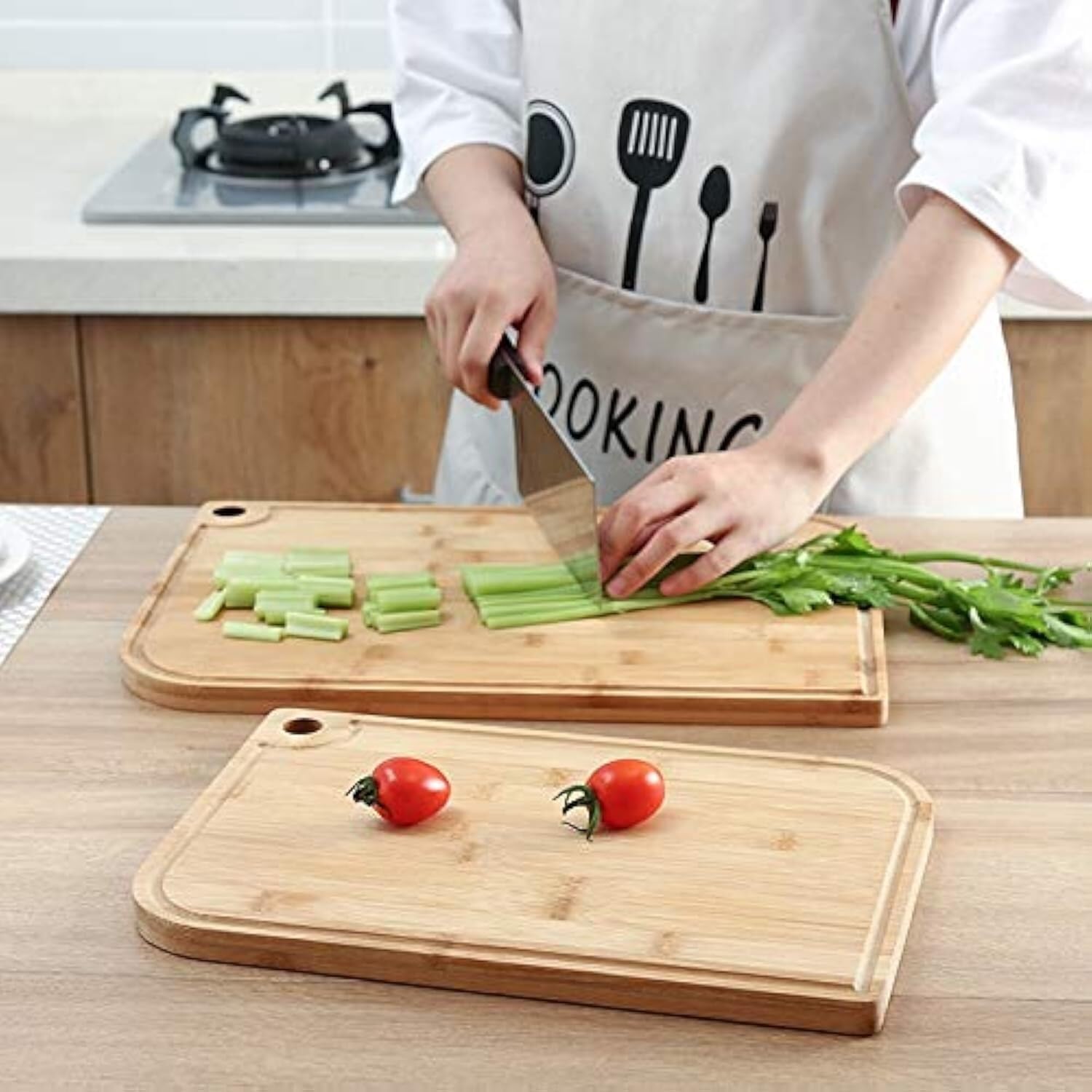 Large Rectangle Thickened Wooden Cutting Board 40x29cm, Kitchen Fruit and Vegetable Chopping Board for Household Use,1