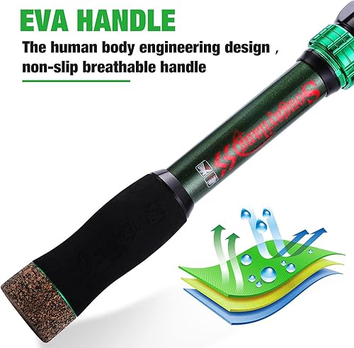 Miniatura 6 de Sougayilang - Combos de carretes y cañas de pescar, fibra de carbono 24 toneladas, carretes y cañas telescópica portátiles para viajes, pesca en