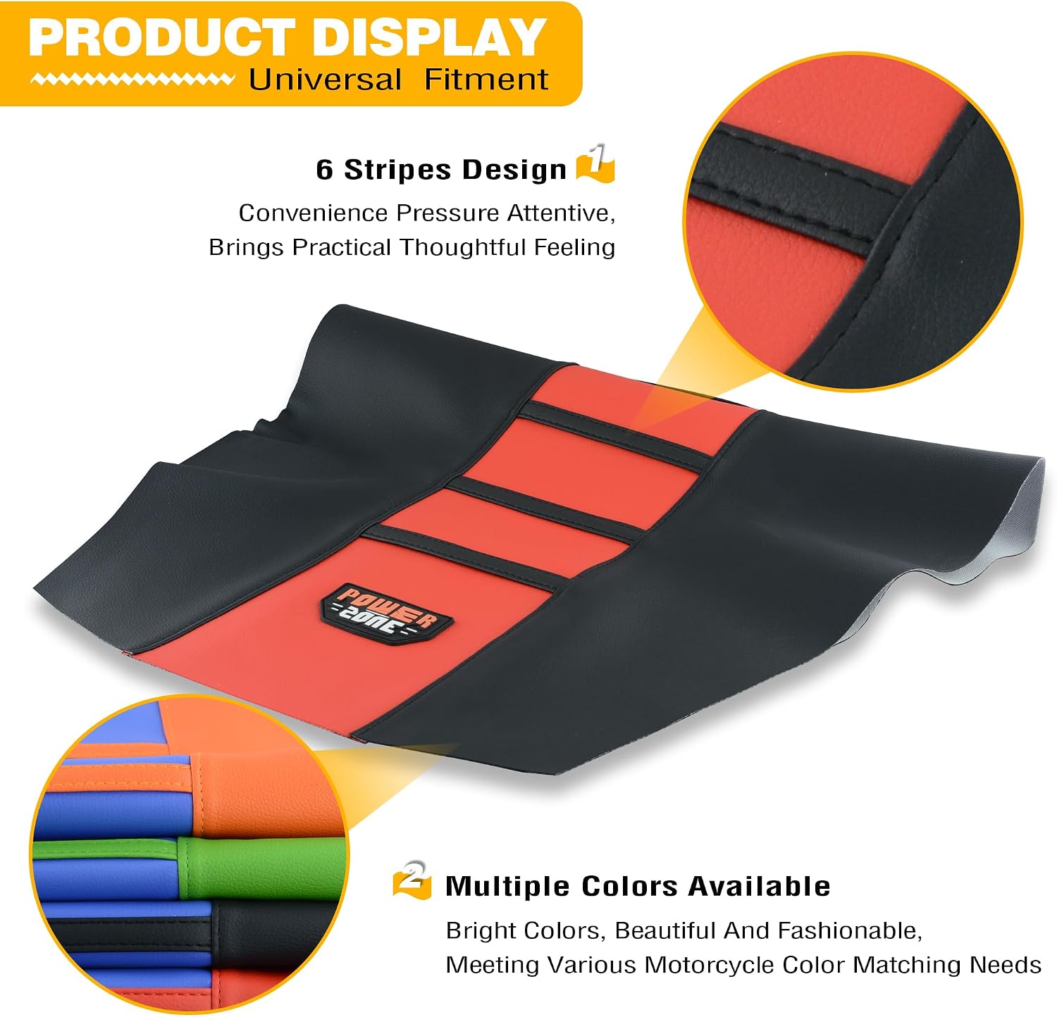 Dirt Bike Seat Cover - Universal Gripper No-Slip Dirtbike Seat Cover Black-Red