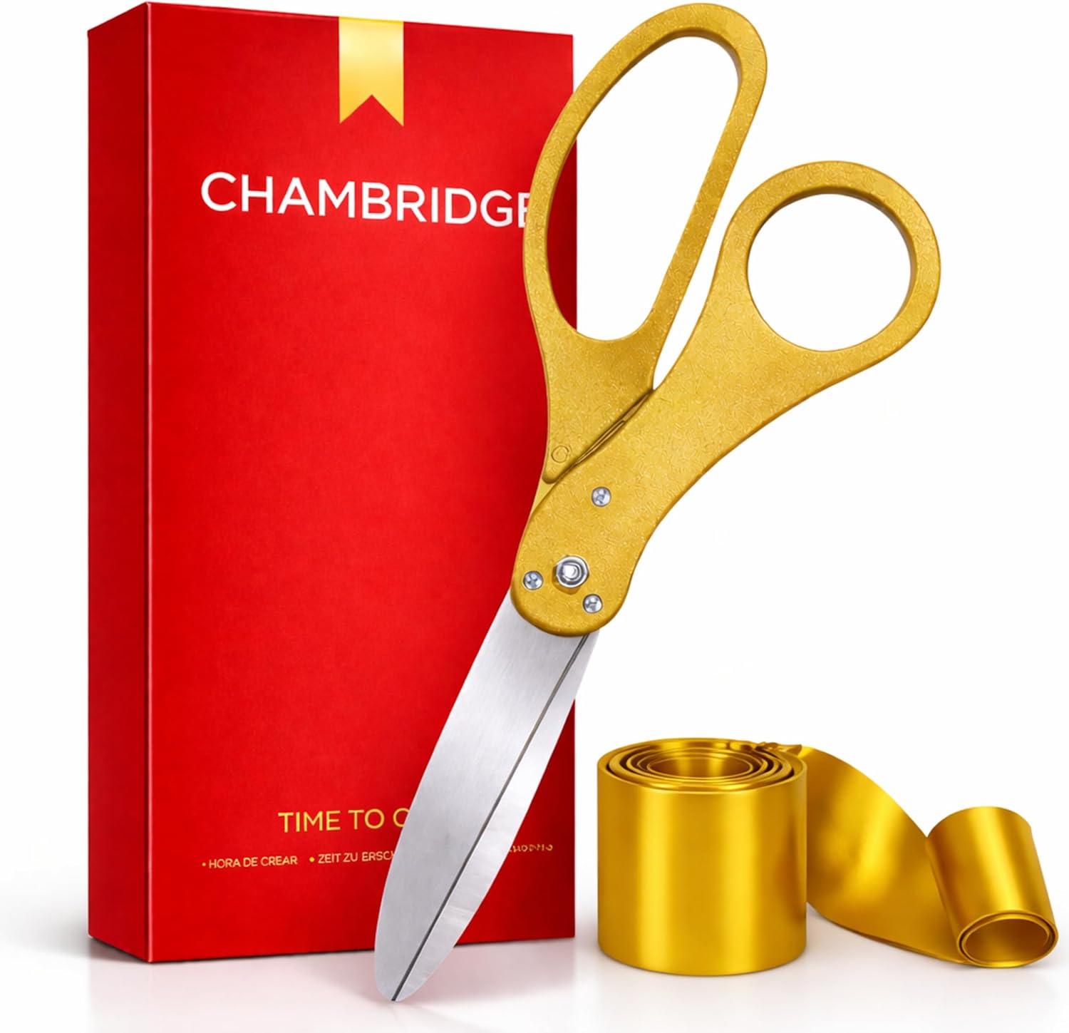 Gold Grand Opening Ceremony Kit – 20 Inch Giant Scissors with Ribbon for Inaugurations and Ceremonies Gold Scissors 20'' for Ribbon Cutting Grand Opening and Scissor for Special Event