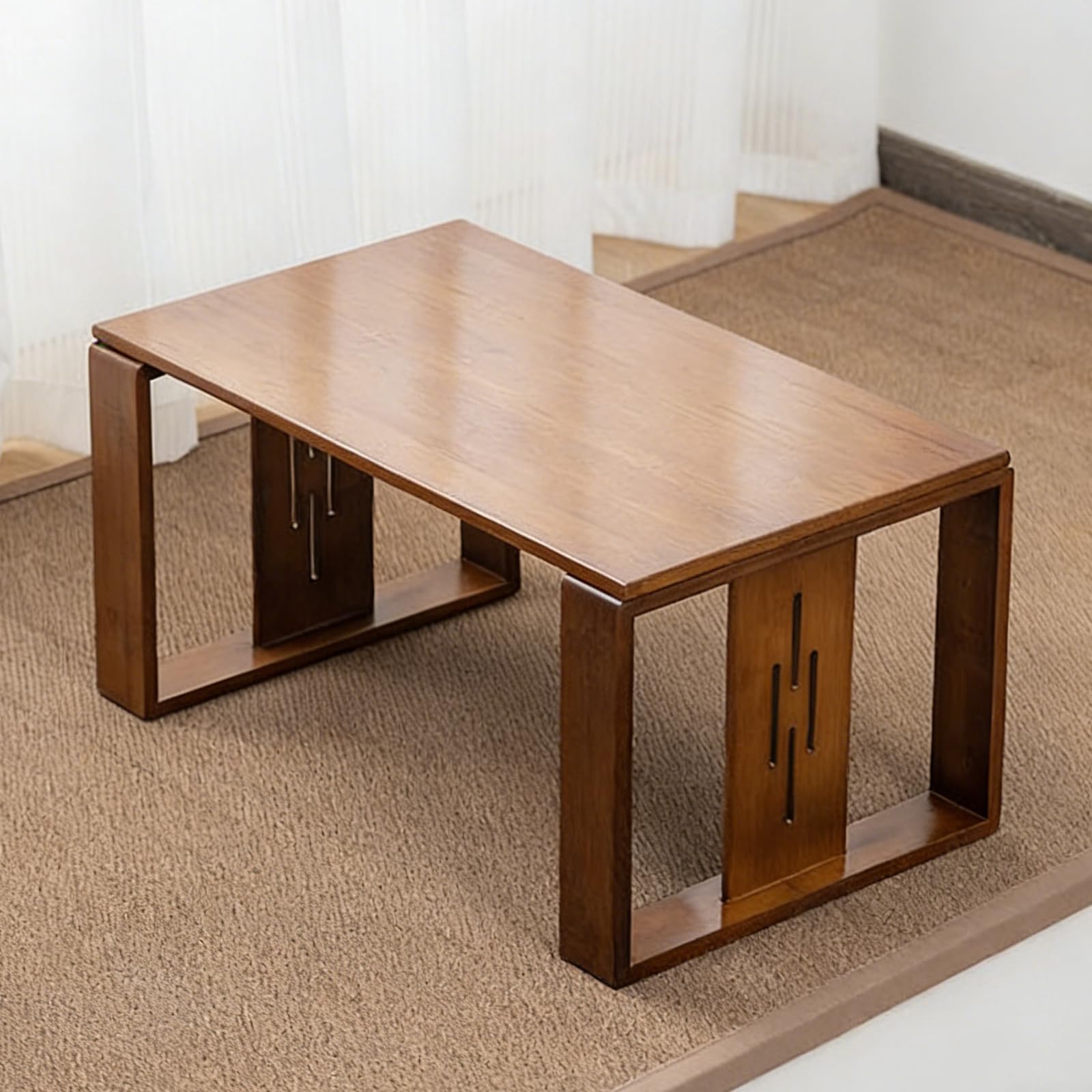 Mesa de centro japonesa de bambú de 50 cm para salones pequeños y ordenados