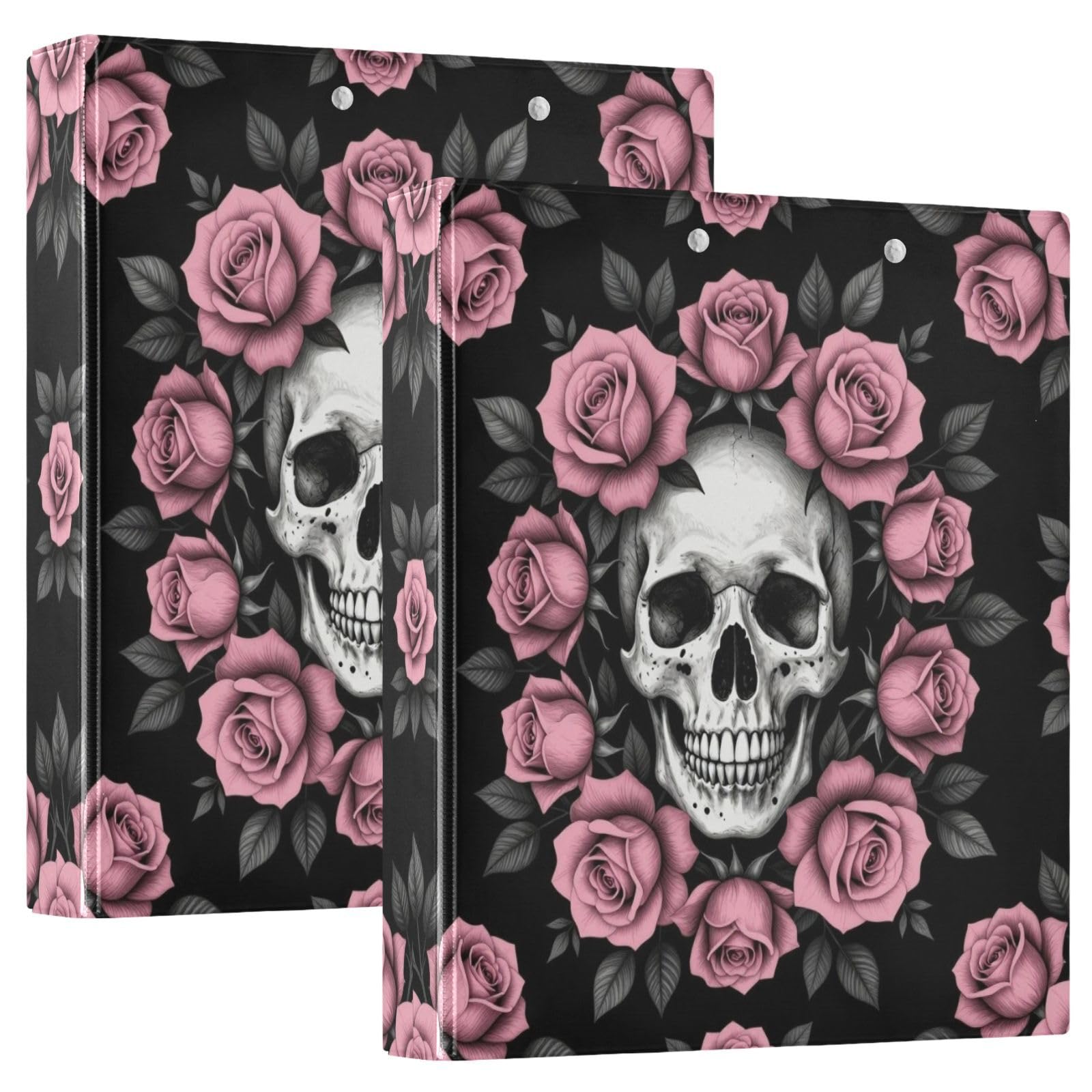 Raccoglitore a 3 anelli con portablocco floreale Sugar Skull Rose