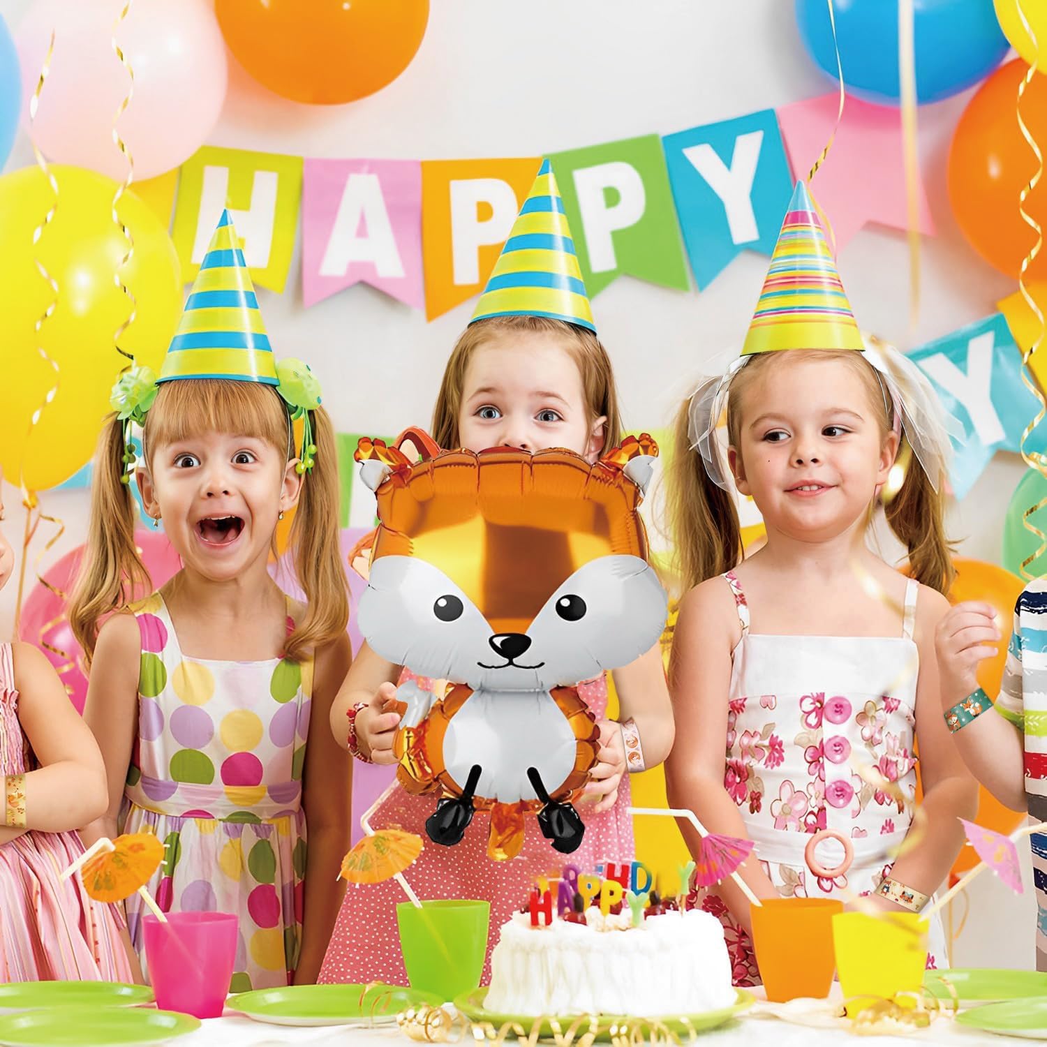 Fox Party Favors 48 PCS Forest Fox Slap Bracelets Cartoon Forest Animals Party Wristbands for Kids Boys Girls Woodland Party Supplies Birthday Party Baby Shower Carnival Prizes Gifts Classroom Rewards