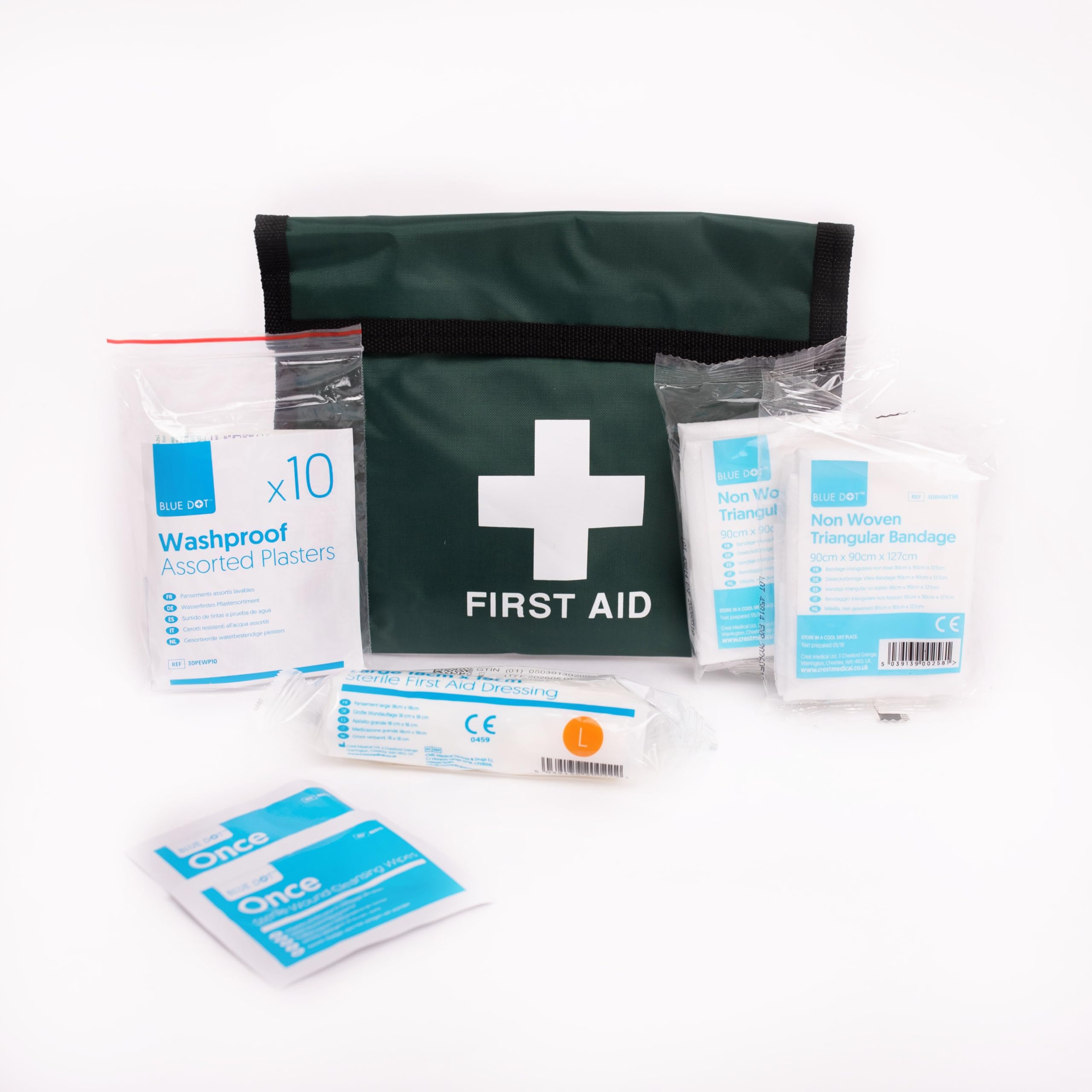 Blue DotFirst Aid Kit in Envelope Pouch, Small, Green