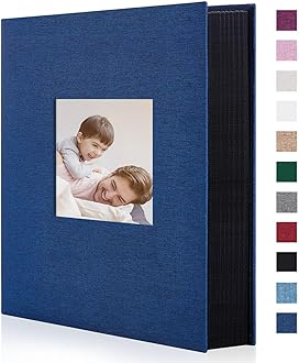 Artmag Fabric Photo Album 4x6 300 Large Capacity for Family Wedding Anniversary Linen Album Holds 300 Horizontal Photos (300 Pockets, Blue)