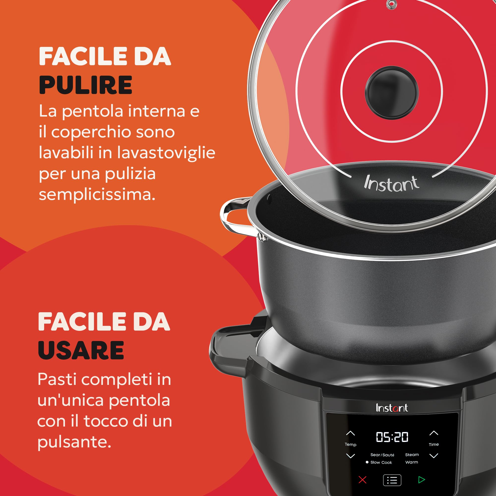 Instant Pot - Pentola A Cottura Lenta Superiore - Sistema di cottura multifunzione da 7,1L con impostazioni di cottura lenta, saltata, vapore e mantenimento del caldo, antiaderente