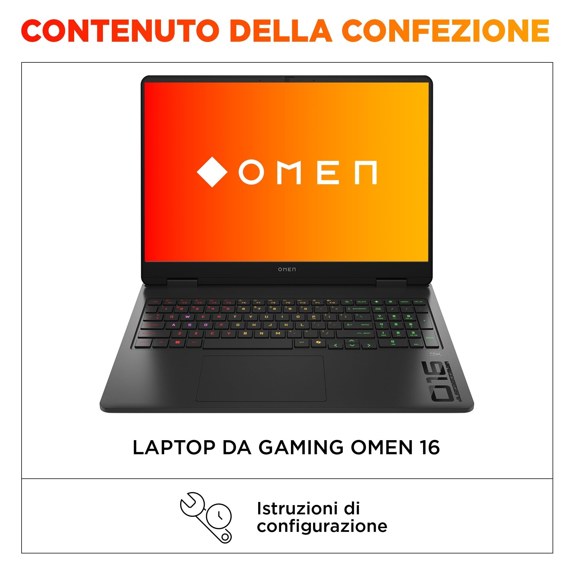 HP OMEN 16-ap0008slx, Notebook, AMD Ryzen 9-8940HX, 16 GB RAM, 512 GB SSD, NVIDIA RTX 5060 8GB, 16" 2K IPS 144Hz, Laptop, 1080p TNR IR Privacy Cam, FreeDOS 3.0, Portatile, Nero