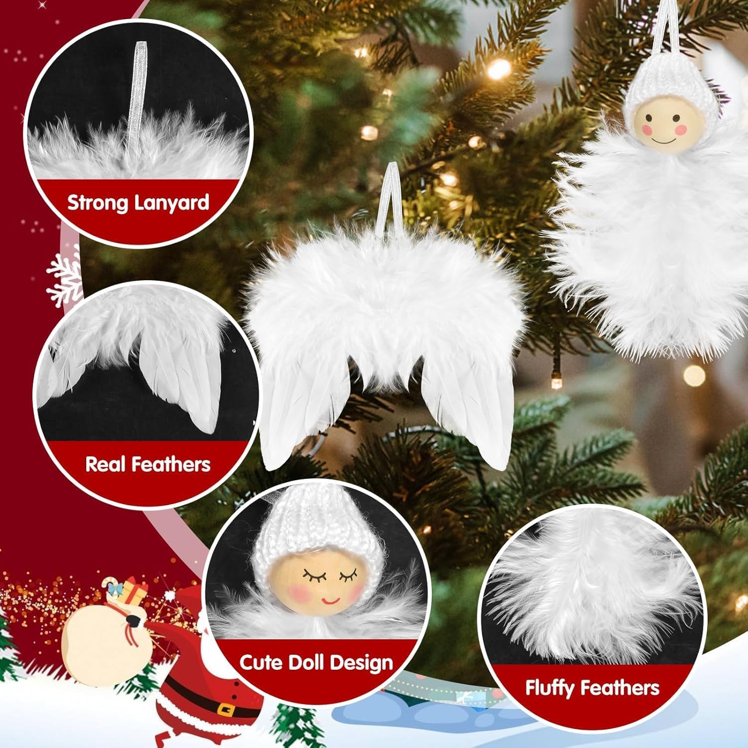 16 Pezzi Natale Bianca Piuma 4 Dimensioni Piume Aalbero di
