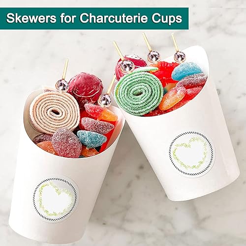 Miniatura 32 de Púas de cóctel, palillos de dientes de 4.7 pulgadas para aperitivos, palillos de cóctel de bambú para postres charcutería, palillos de dientes