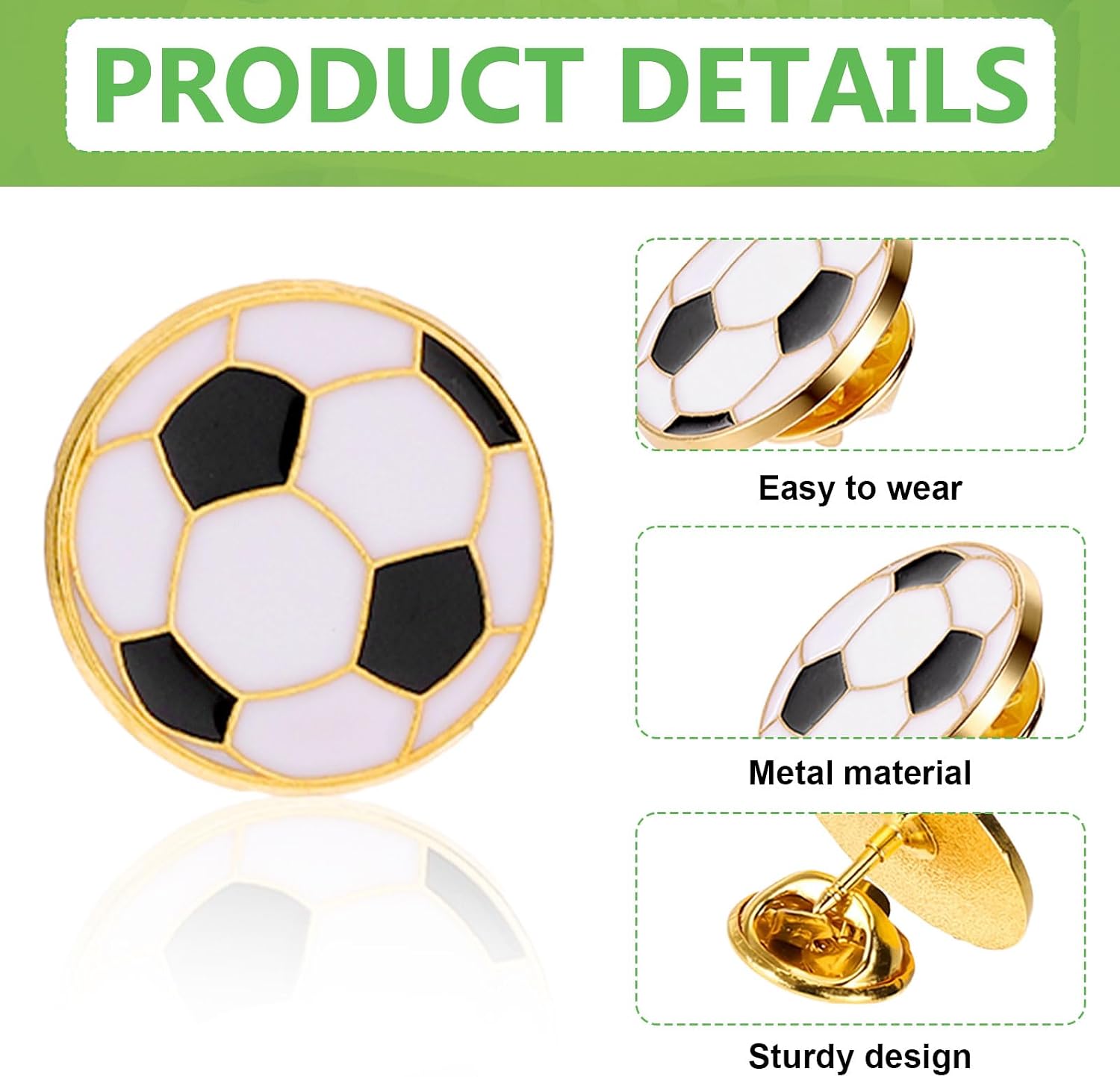 30 Pcs Soccer Pins Sports Lapel Pin Soccer Party Favors Sport Lover Gift Team Gifts Sports Achievements Athlete Prize Gift Metal Pin for Hat Shirt Backpack Men Women Boy Brooches Accessories