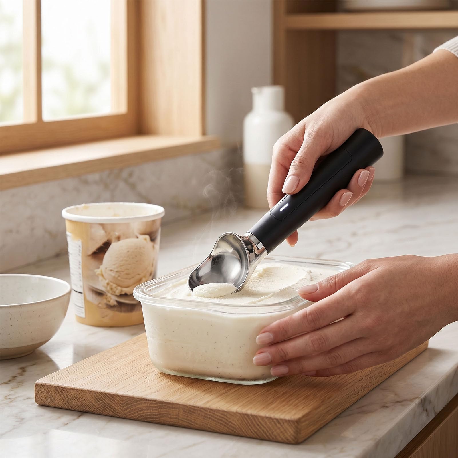 banapoy Cuillère à Glace Chauffante, Cuillère à Glace électrique Rechargeable à Chauffage Rapide, à Auto-fondante pour Glaces Durcies, Gelato, Usage en Magasin