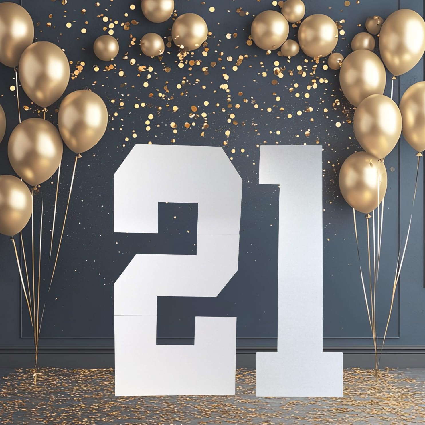 Cardécoray 4Ft Large Cardboard Numbers - Diy Birthday Party Decorations, Giant Number Props, Customizable Freestanding Display Numbers (21)