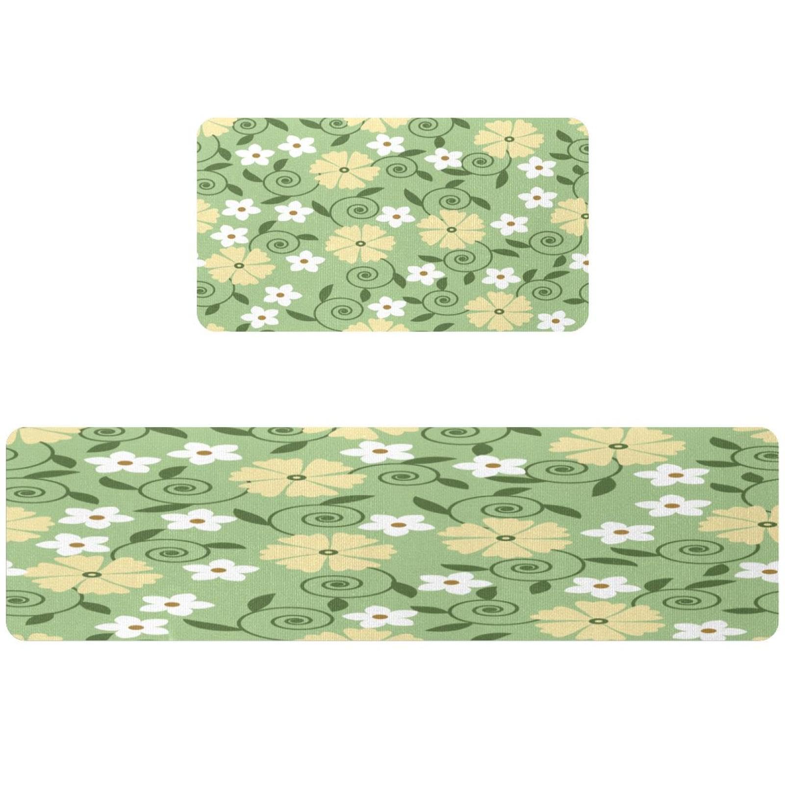 Tapis de cuisine lavable pour éviter les glissades lot de 2 tapis blancs