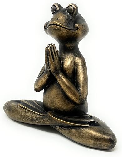 Miniatura 3 de Nature's Mark Estatua de rana meditadora de resina de 6 pulgadas de alto, decoración decorativa para el hogar, decoración para mesa, sala de estar,