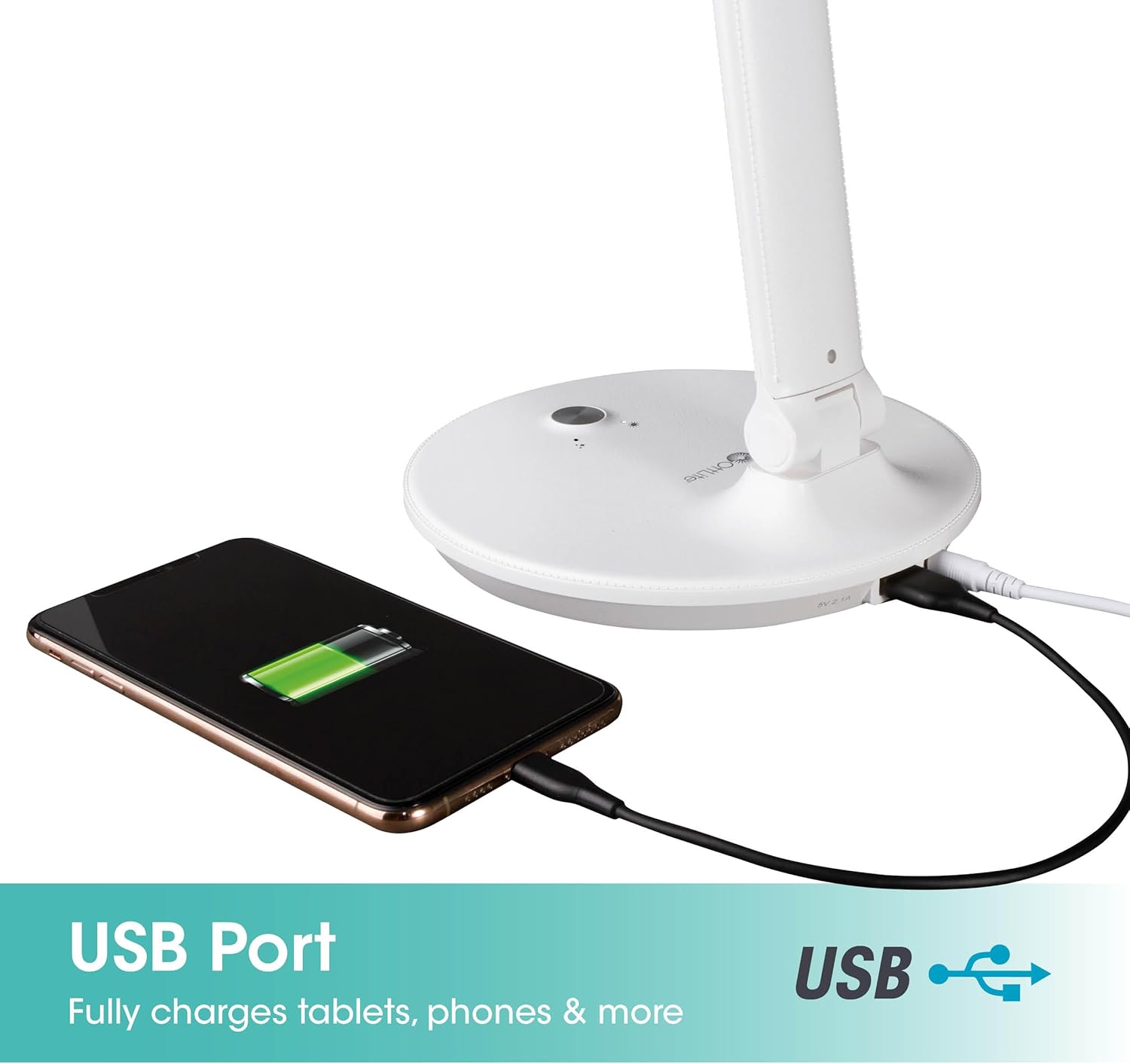 OttLite Desk Lamp with USB Charging & Good Housekeeping Sanitizing Light, LED Desk Lamp, Book & Reading Lights, Touch Activated, Flexible Neck, Stand & Desk Light for Home Office